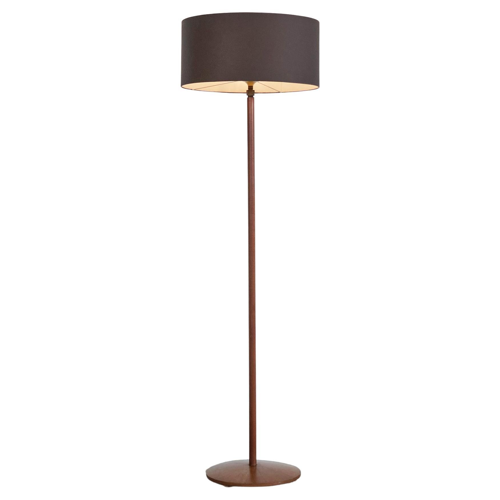 Mid Century Floor Lamp in Teak and Brass 1960s