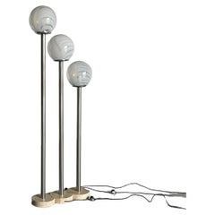 Vintage Mid Century Floor Lamp in Travertine, Chrome and Murano Glass by Venini, 1970s