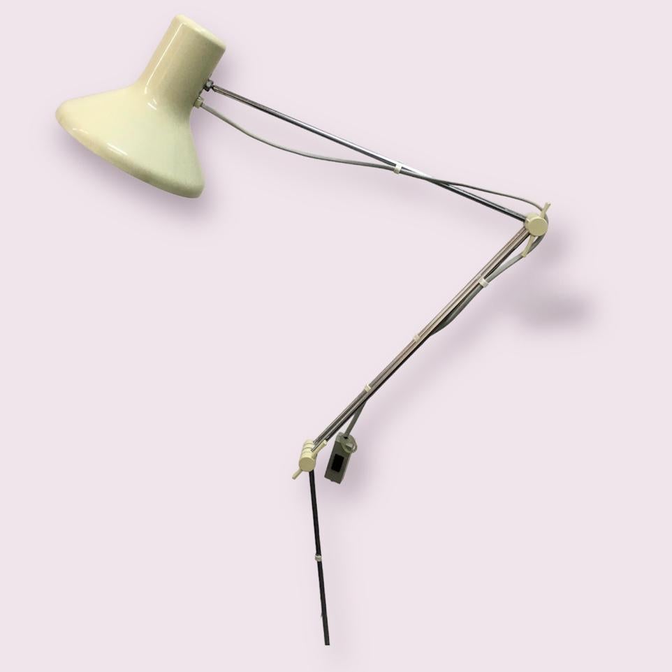 Mid Century White Industrial Floor Lamp by Josef Hurka 1970s In Good Condition For Sale In Budapest, HU