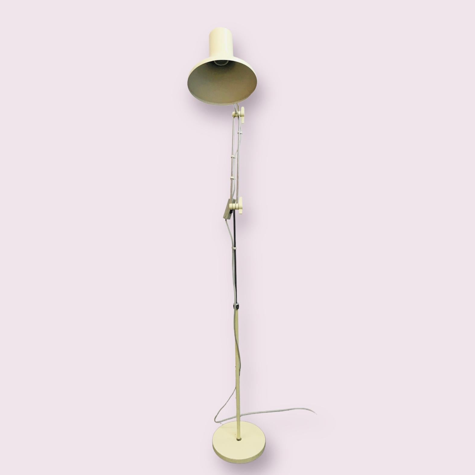 Late 20th Century Mid Century White Industrial Floor Lamp by Josef Hurka 1970s For Sale