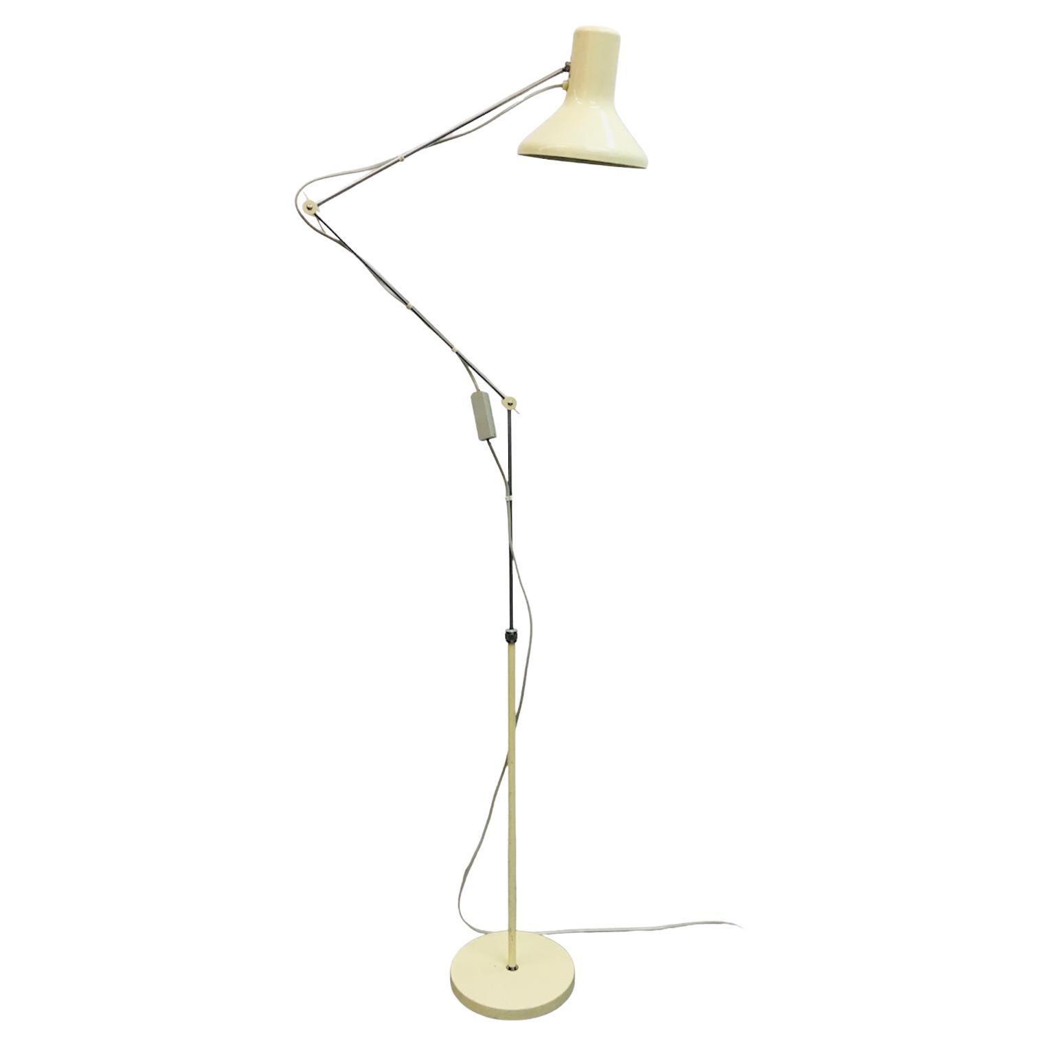 Mid Century White Industrial Floor Lamp by Josef Hurka 1970s For Sale