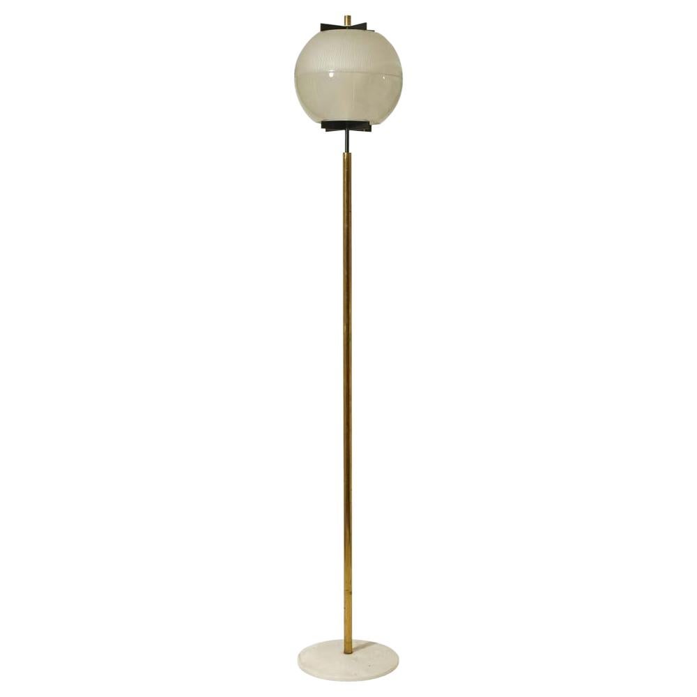 1960s Floor Lamp Globe Shade on a Marble Base Attributed to Ignazio Gardella