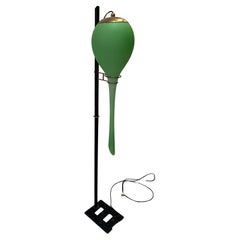 Mid-Century Floor Lamp, Murano Opaline Glass, Attributed to Stilnovo, 1950s