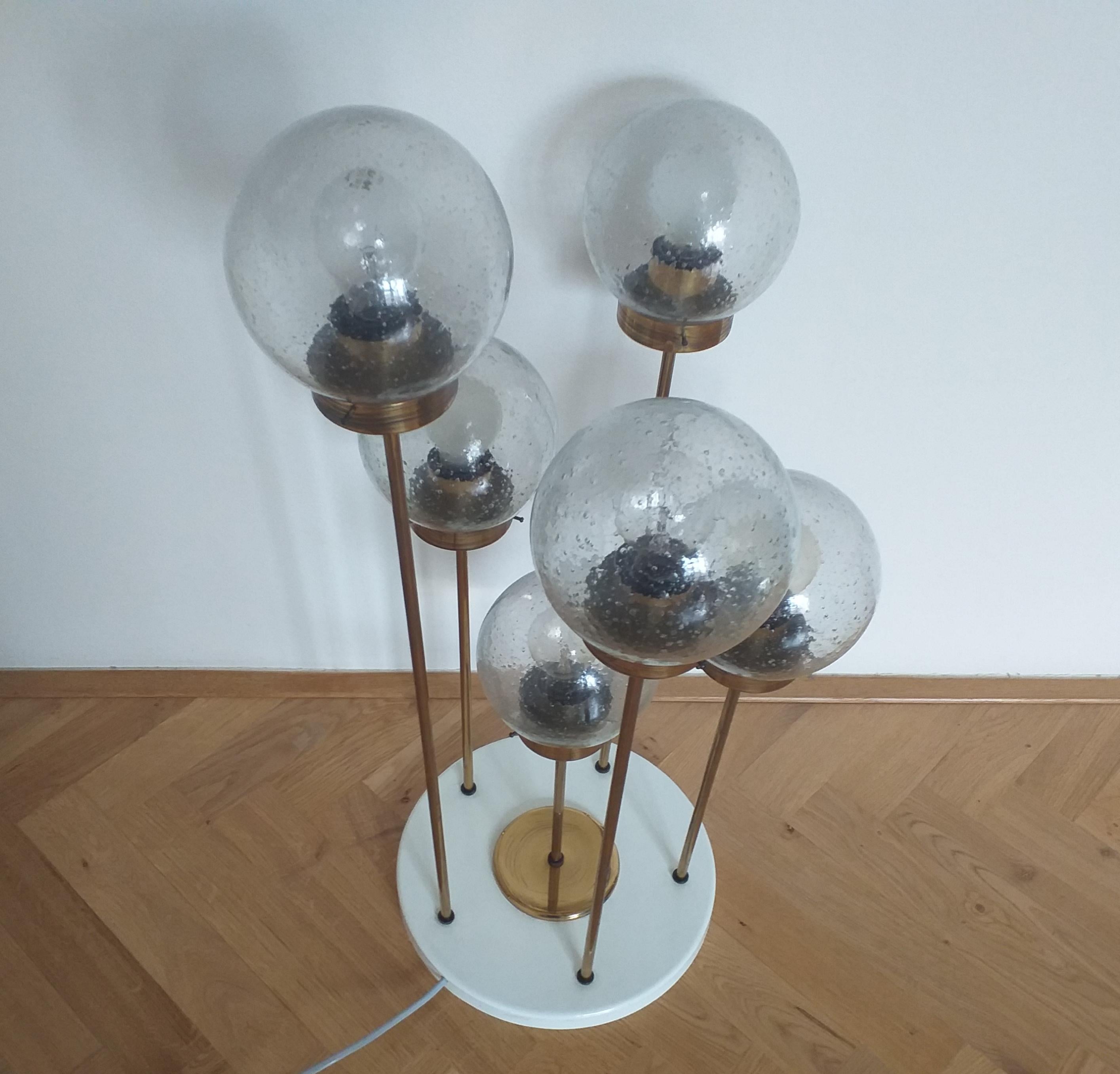 Midcentury Floor Lamp Sputnik, Kamenicky Senov, 1970s For Sale 4