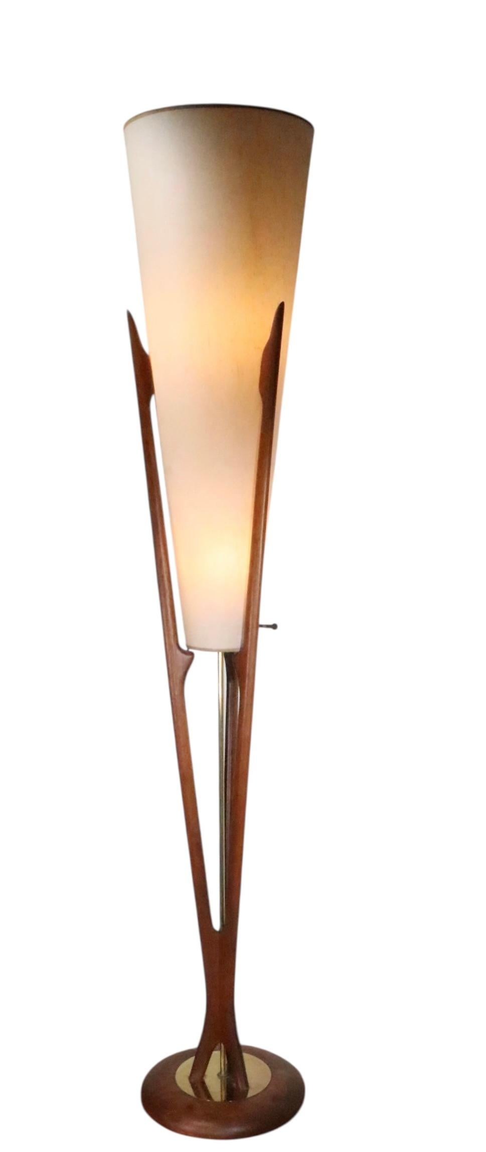 Mid Century Floor Lamp Torchere Model 1525 by Arthur Jacobs for Modeline c 1950s In Good Condition For Sale In New York, NY