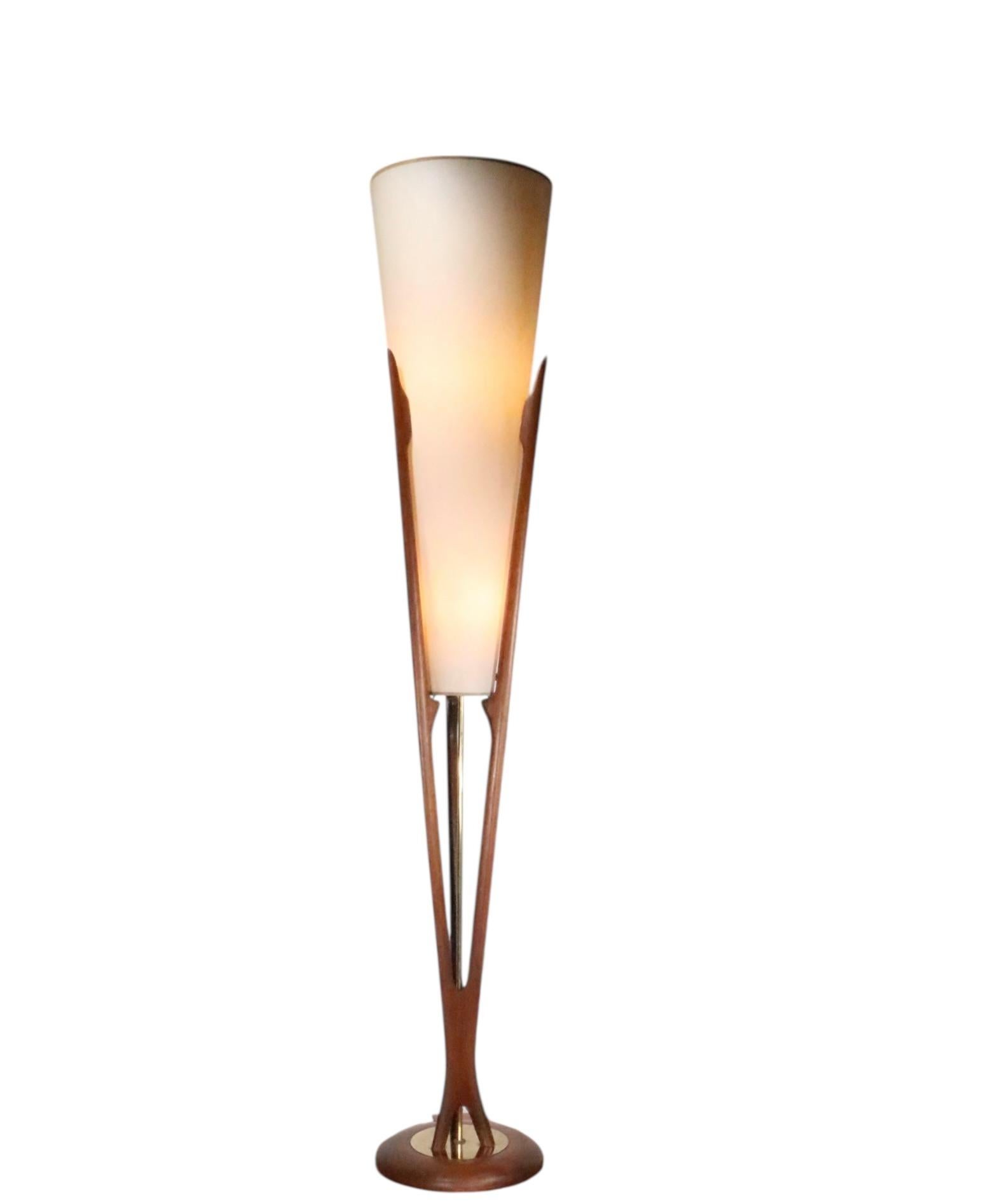 20th Century Mid Century Floor Lamp Torchere Model 1525 by Arthur Jacobs for Modeline c 1950s For Sale