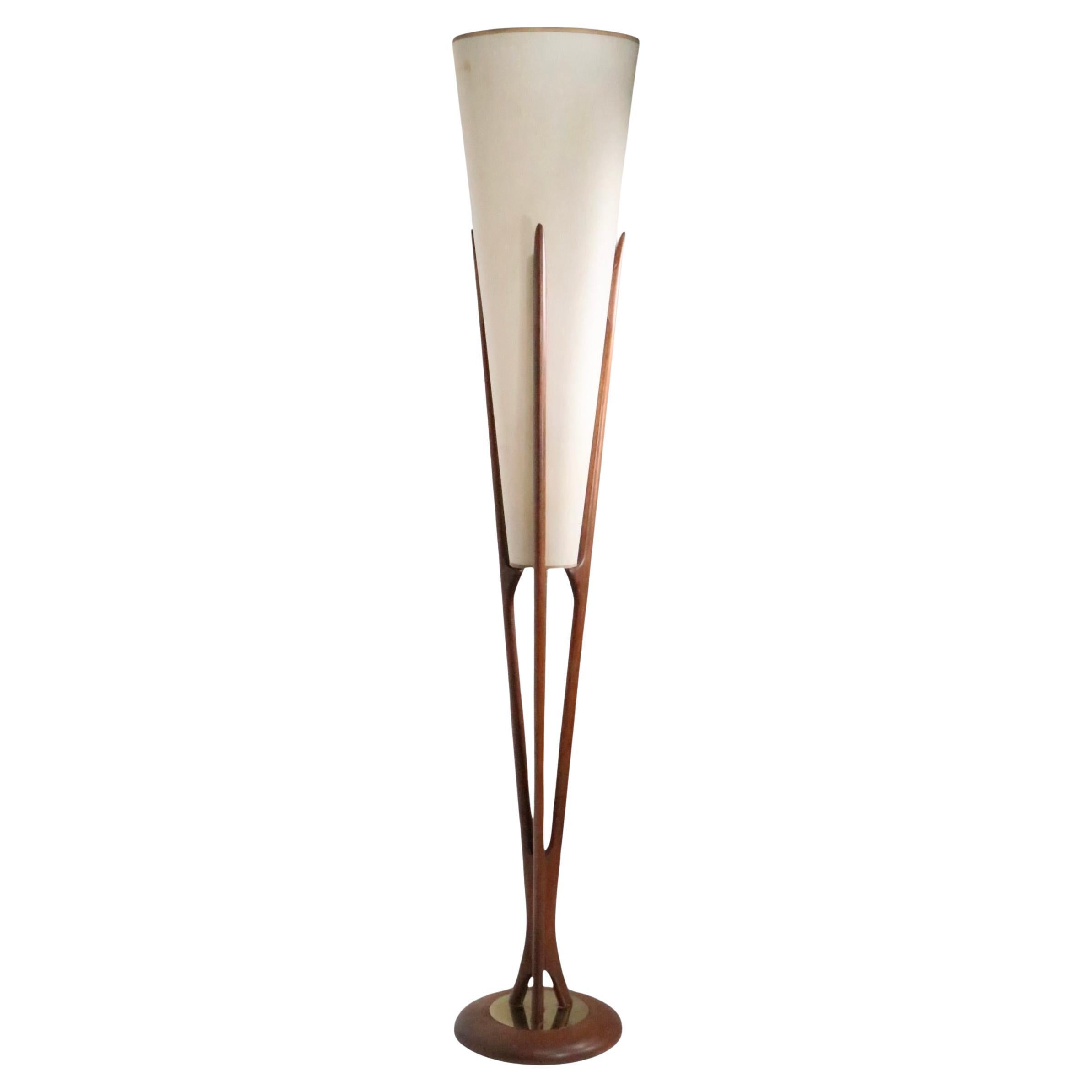 Mid Century Floor Lamp Torchere Model 1525 by Arthur Jacobs for Modeline c 1950s For Sale