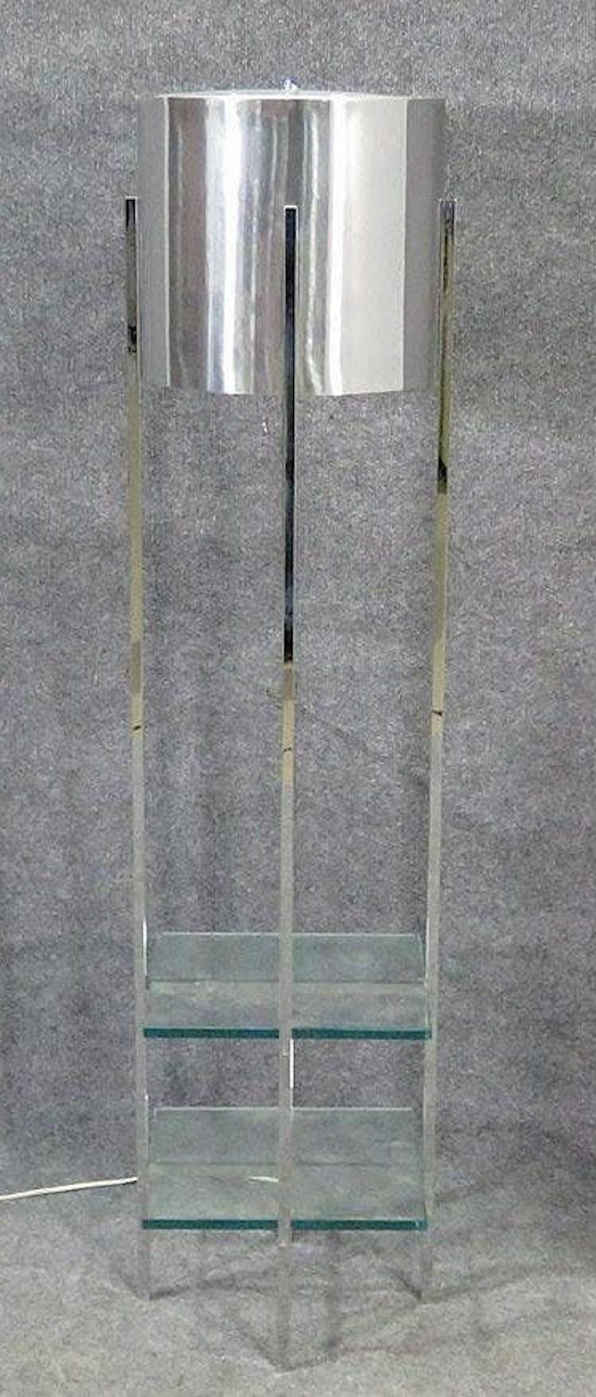 Mid-20th Century Mid-Century Floor Lamp w/ Shelf For Sale