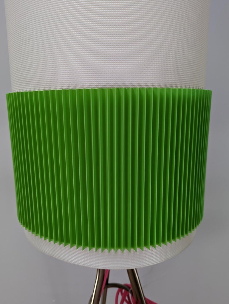 MidCentury Floor Lamp with a Chrome Tripod Base, Green For Sale at 1stDibs