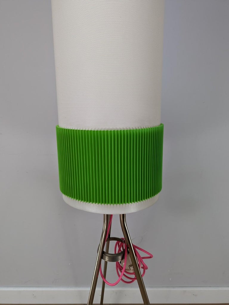 MidCentury Floor Lamp with a Chrome Tripod Base, Green For Sale at 1stDibs