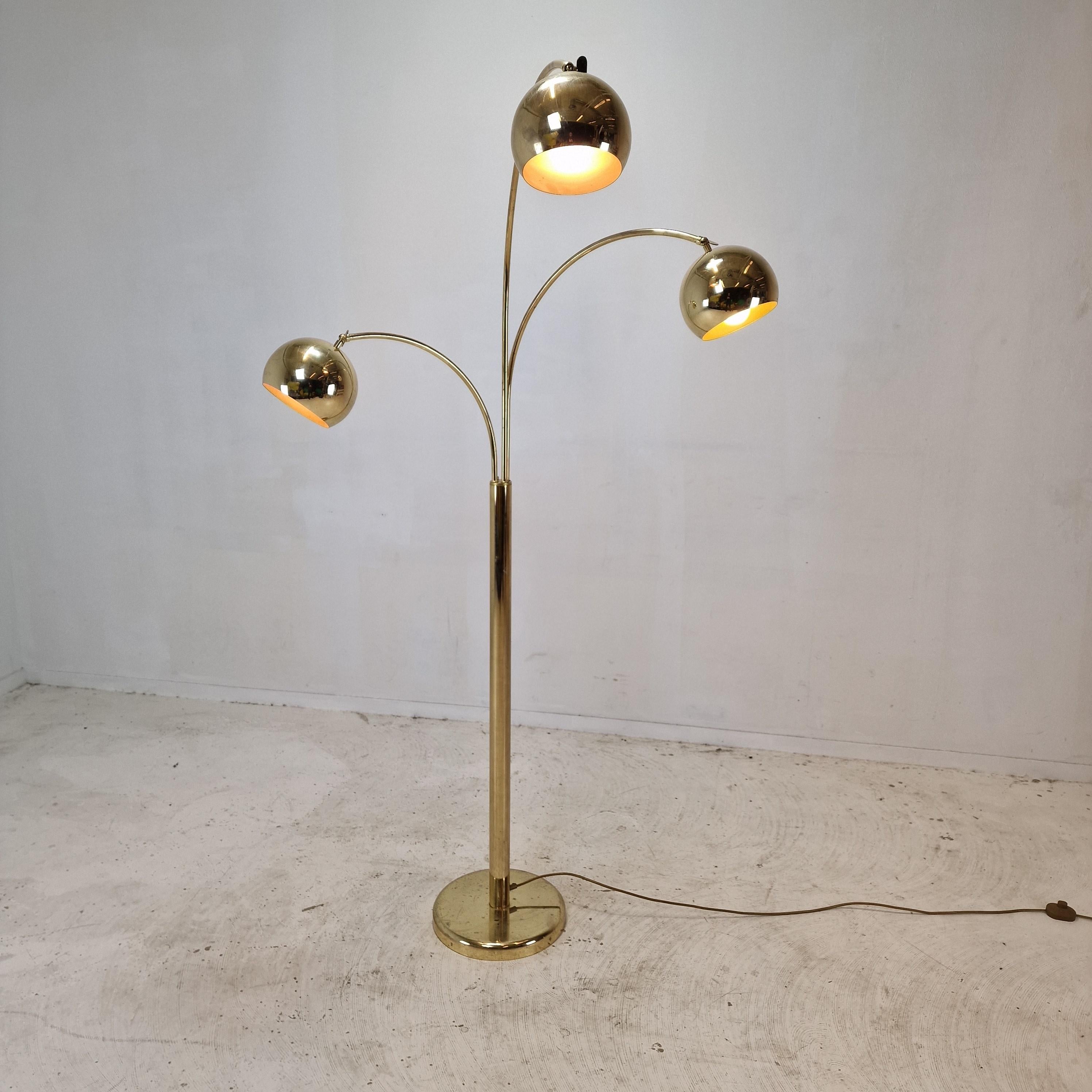 Hand-Crafted Mid Century Floor Lamp With Brass, Germany 1970's For Sale