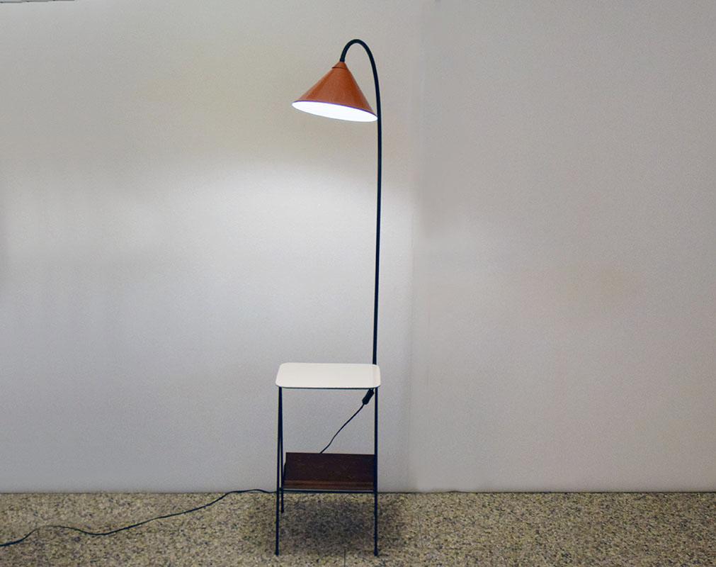 Mid-Century Modern Mid-century floor lamp with coffee table and magazine rack, 1950s For Sale
