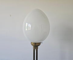 Mid Century Floor Lamp with Egg shaped glass shade, on brass and marble stand