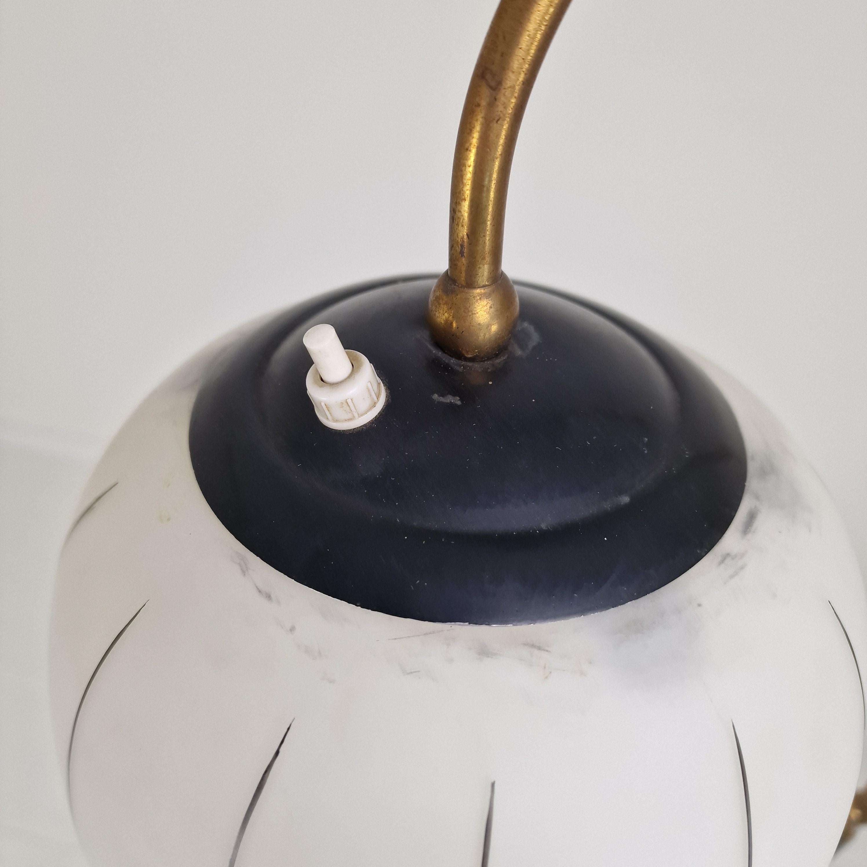 Mid Century Floor Lamp with Marble Foot and Opaline Glass, Italy 1960's For Sale 4