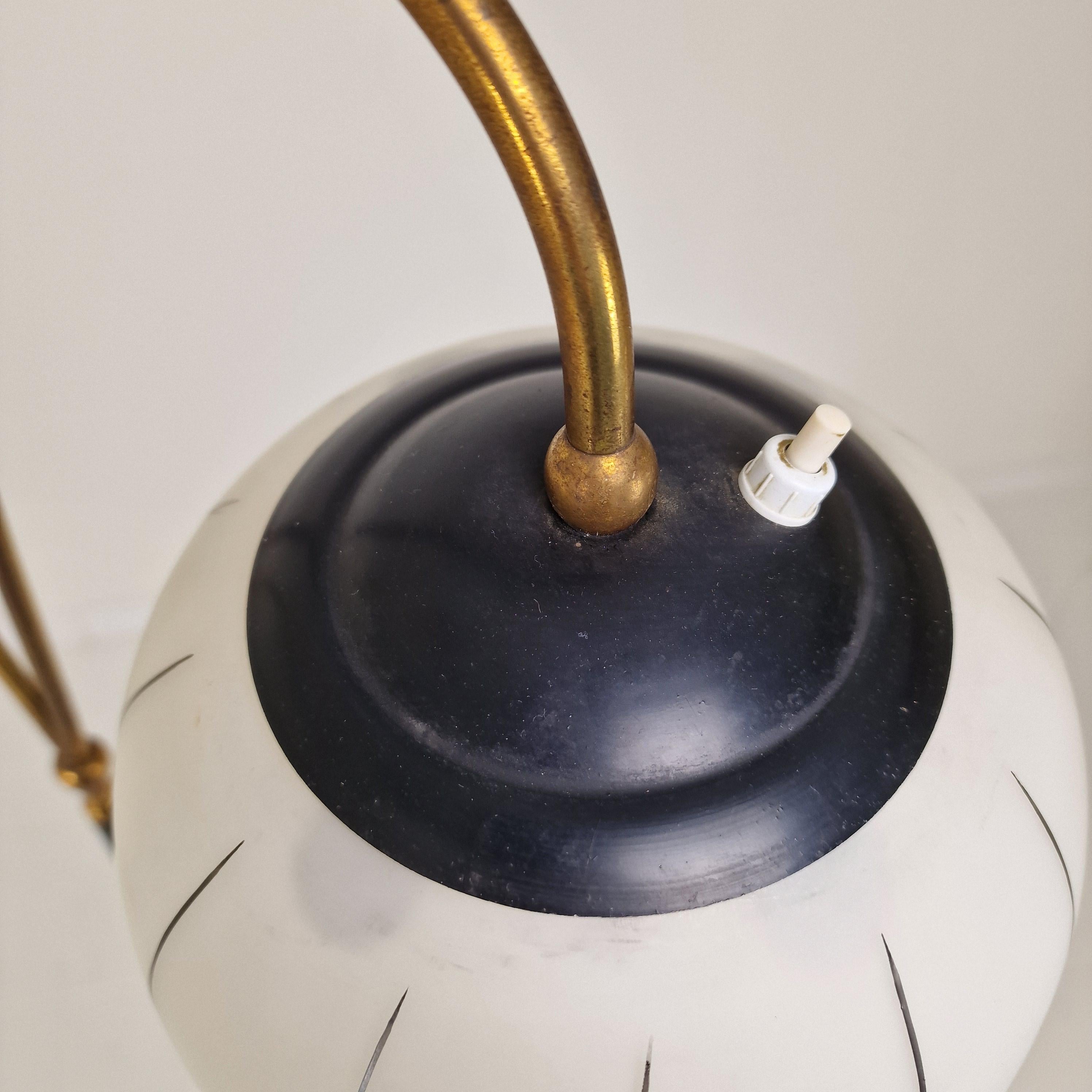 Mid Century Floor Lamp with Marble Foot and Opaline Glass, Italy 1960's For Sale 6