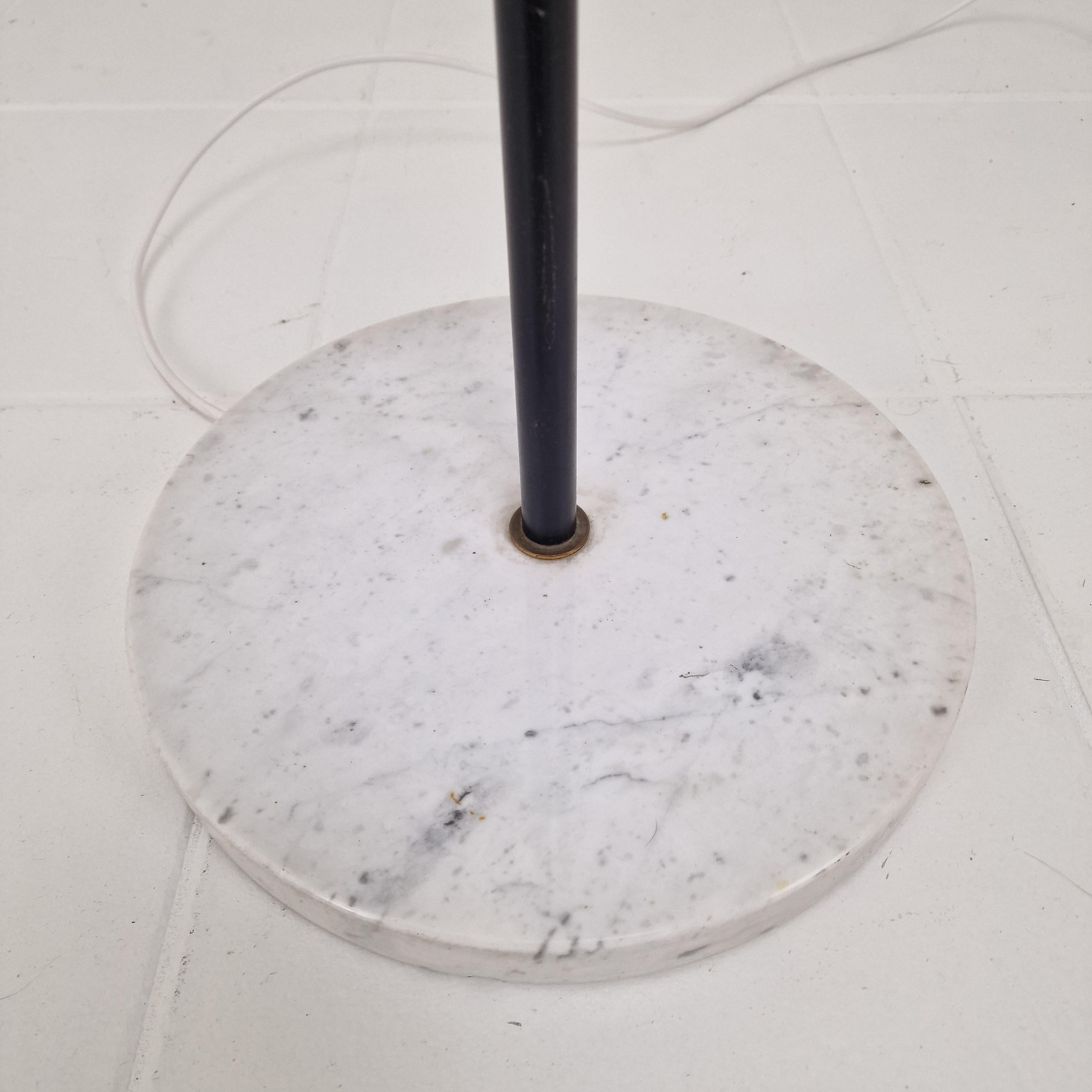 Mid Century Floor Lamp with Marble Foot and Opaline Glass, Italy 1960's For Sale 8