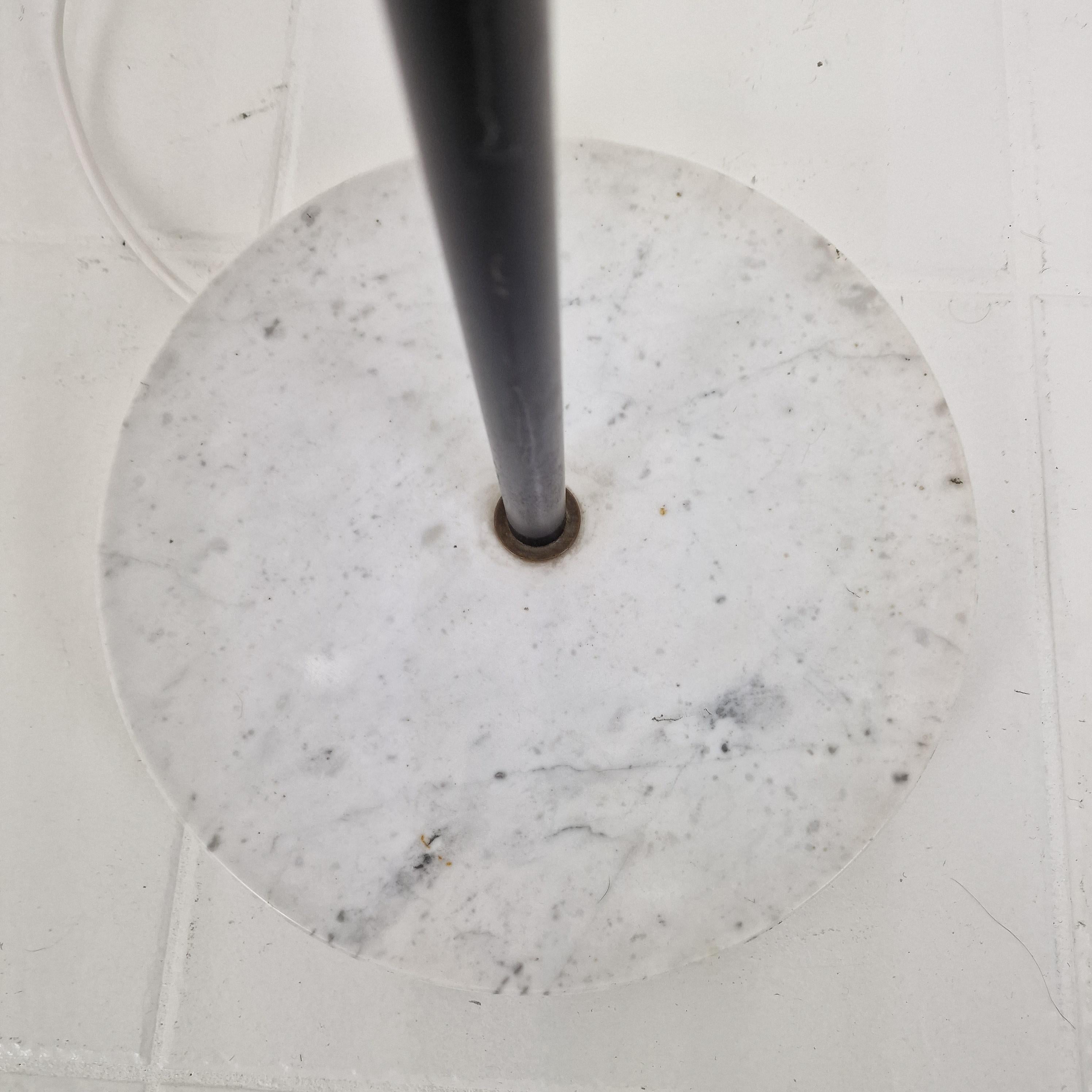 Mid Century Floor Lamp with Marble Foot and Opaline Glass, Italy 1960's For Sale 9