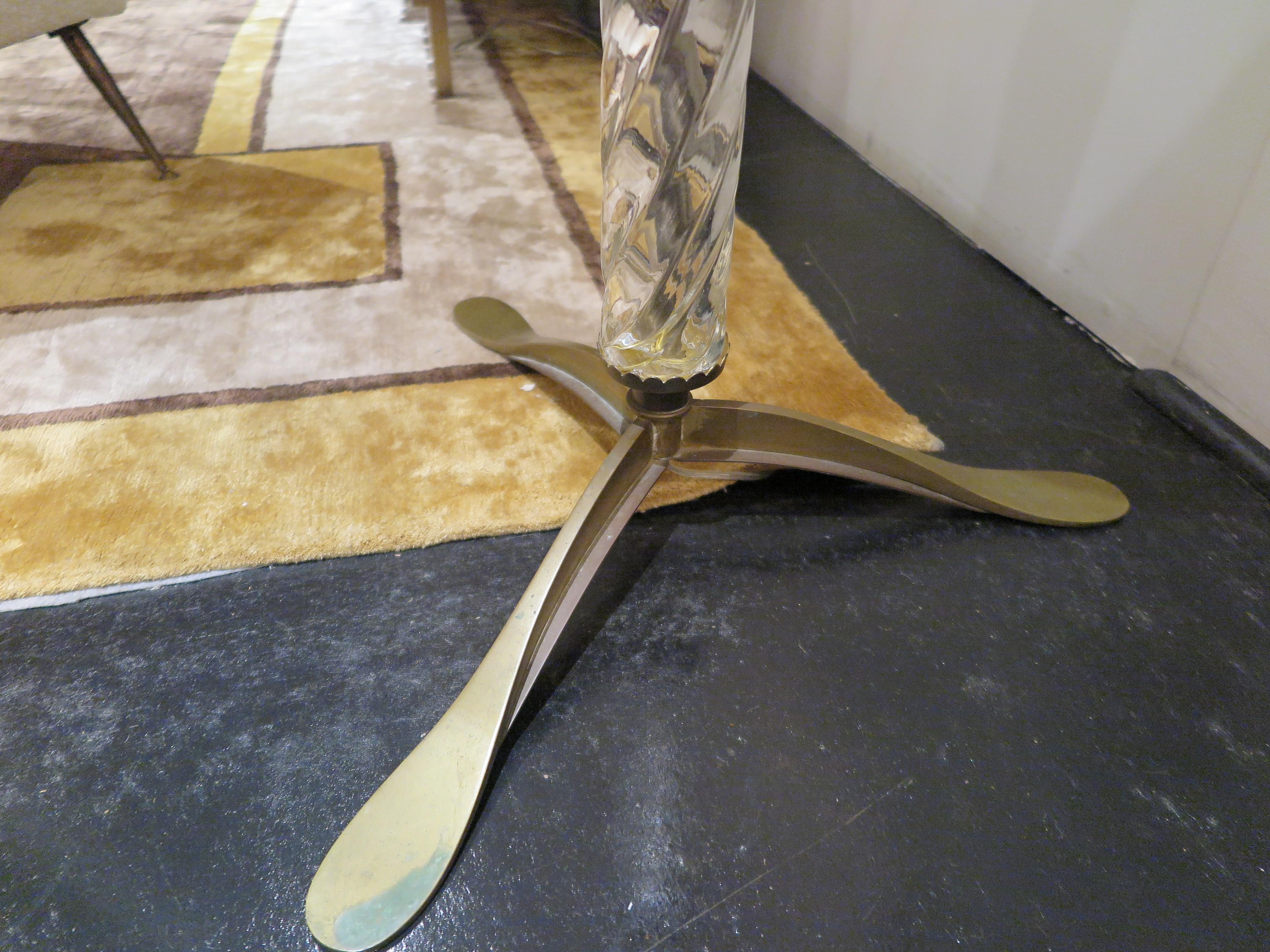 20th Century Mid-Century Floor Lamp with Murano Glass Stem and Brass Details For Sale