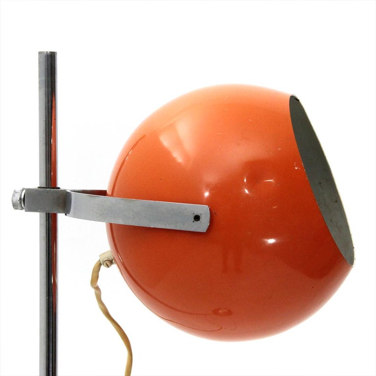 Midcentury Floor Lamp With Orange Shade, Orange Shade Floor Lamp