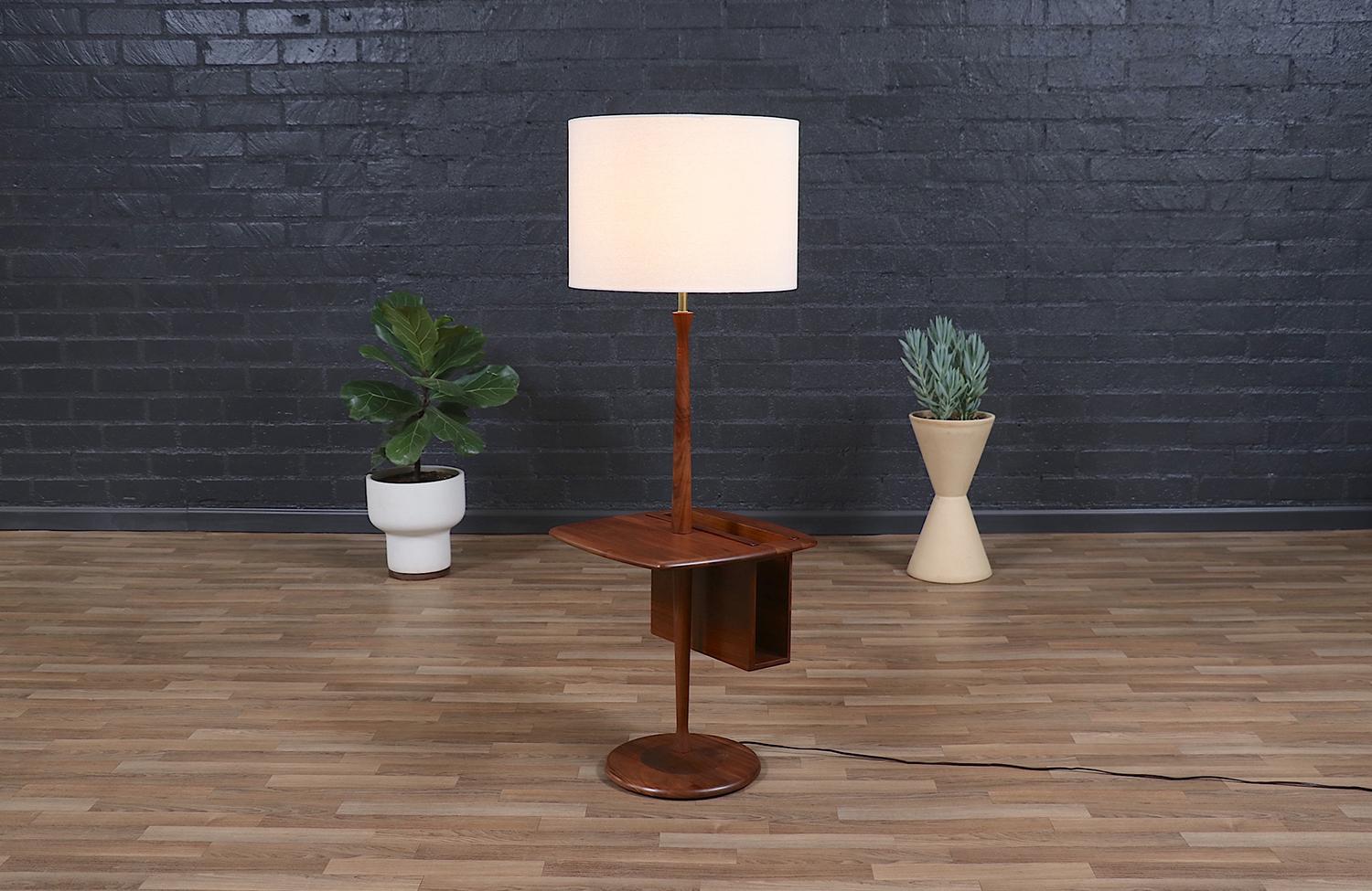 Mid-Century Modern Mid-Century Floor Lamp with Removable Book Tray by Laurel For Sale