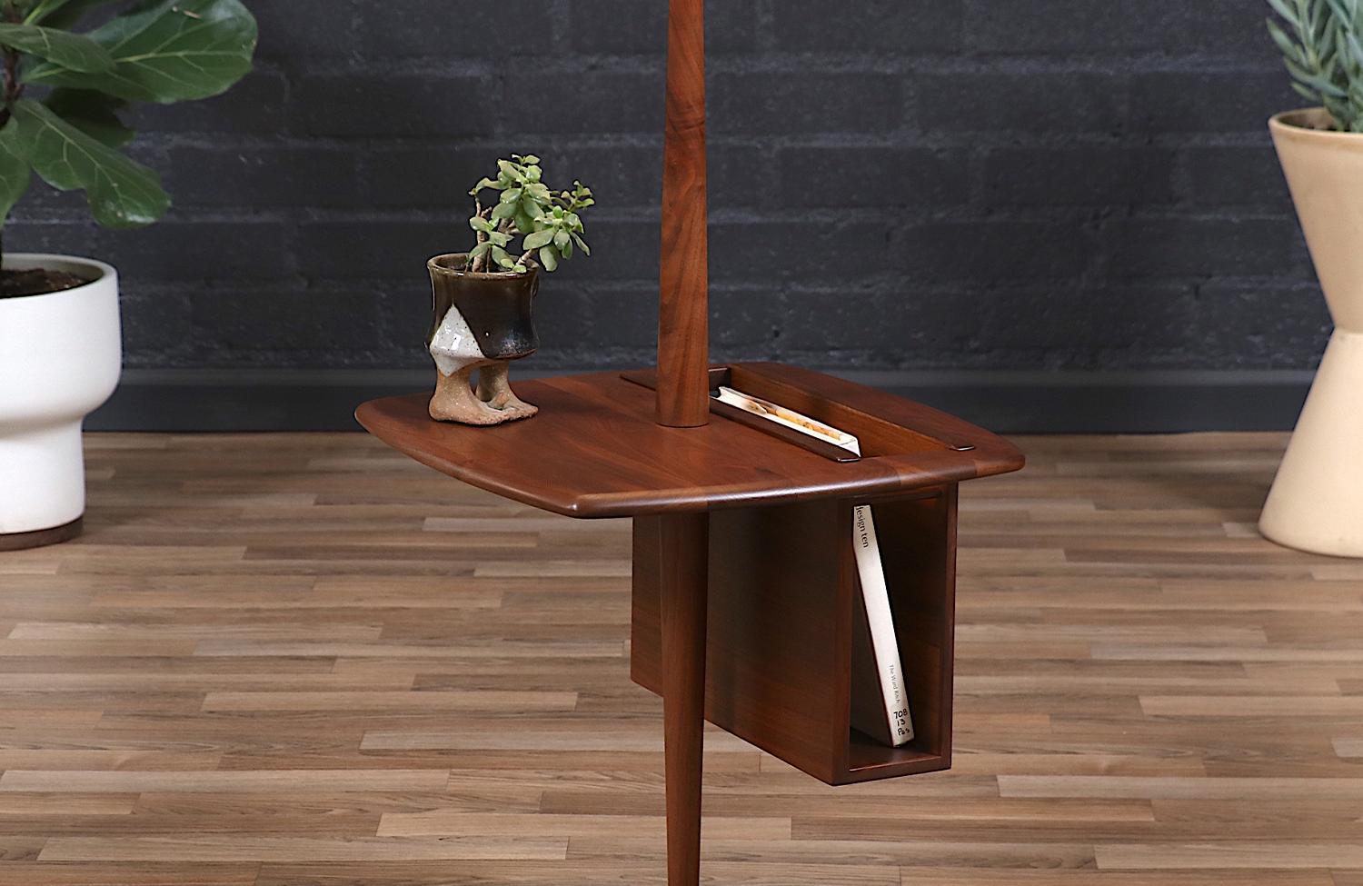 American Mid-Century Floor Lamp with Removable Book Tray by Laurel For Sale