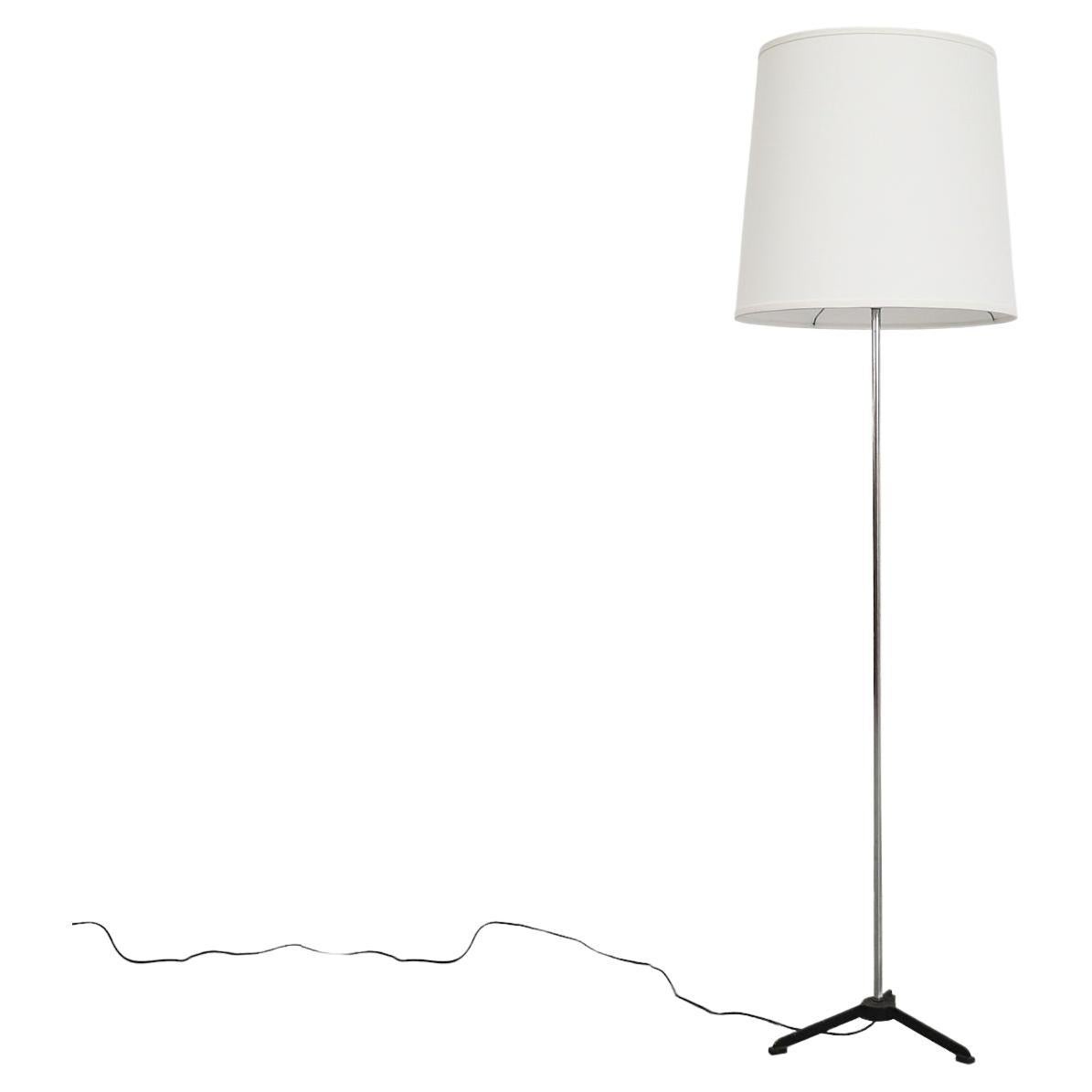 Mid-Century Floor Lamp with White Tapered Drum Shade