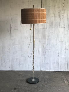 Midcentury Floor Lamp with Wooden Shade