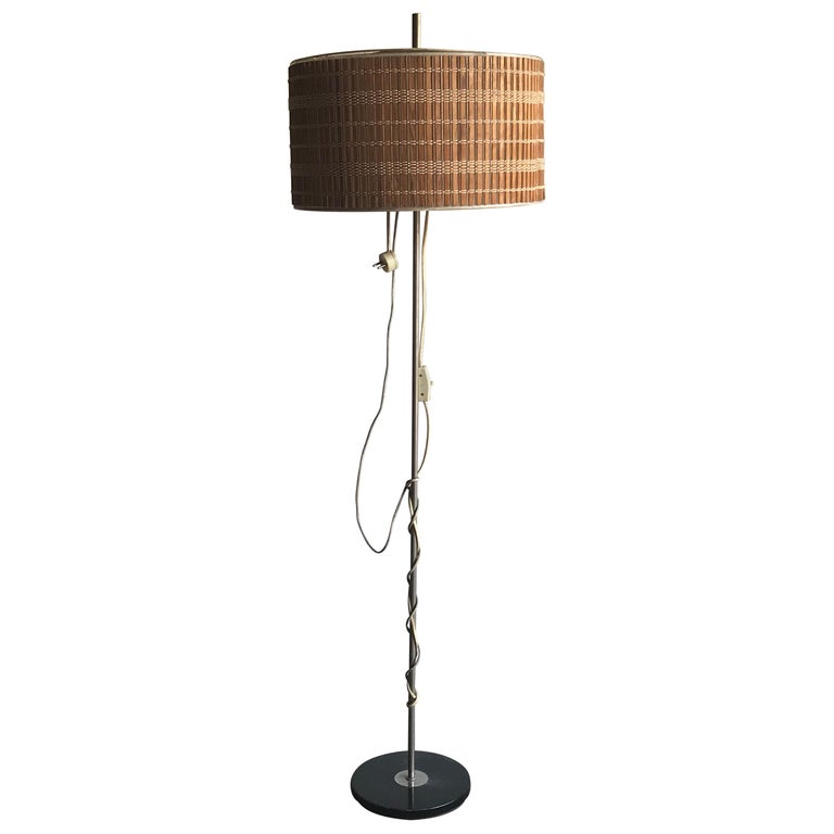 Midcentury Floor Lamp With Wooden Shade