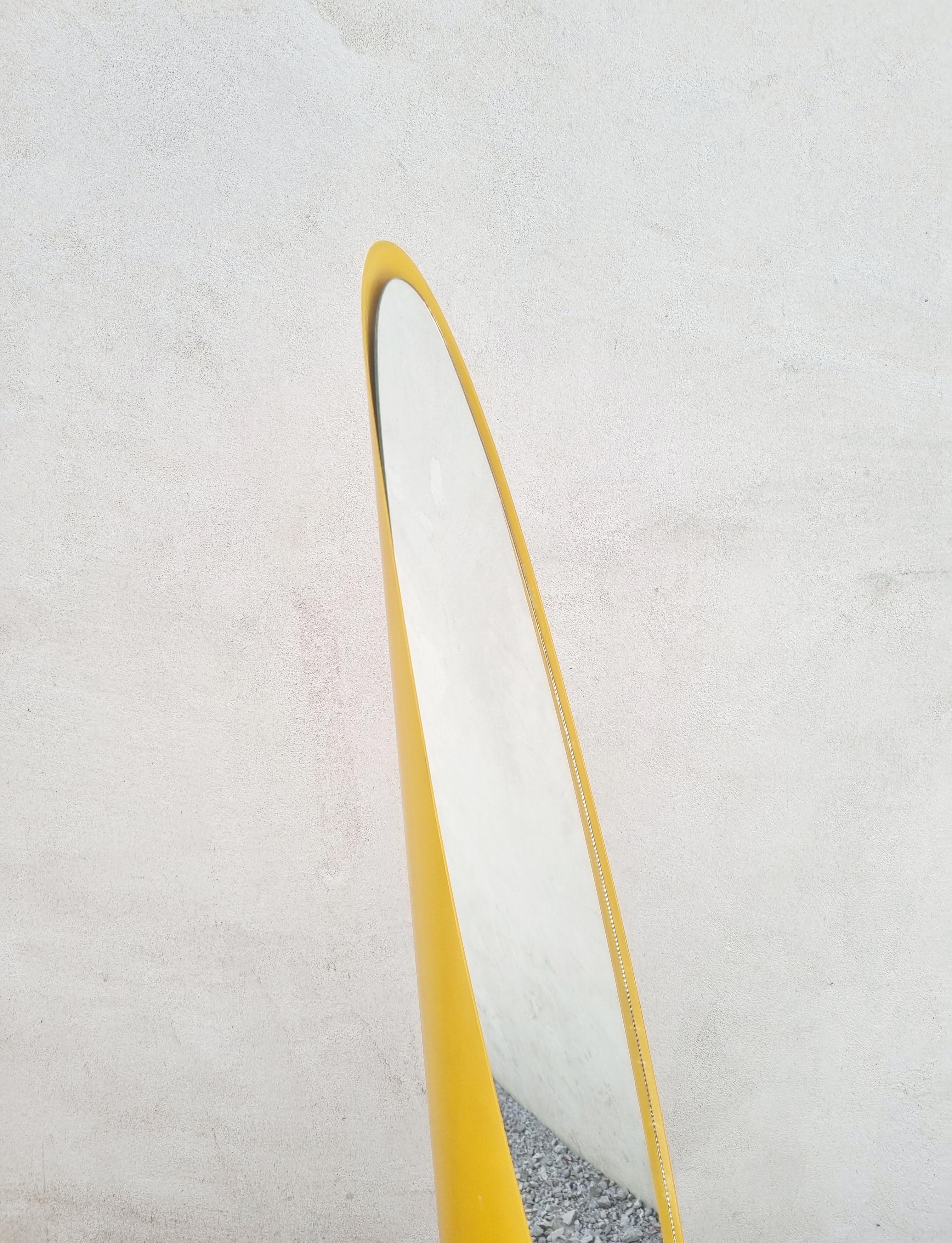 European Mid Century Floor Mirror, Model Unghia Designed by Rodolfo Bonetto, Italy 70s