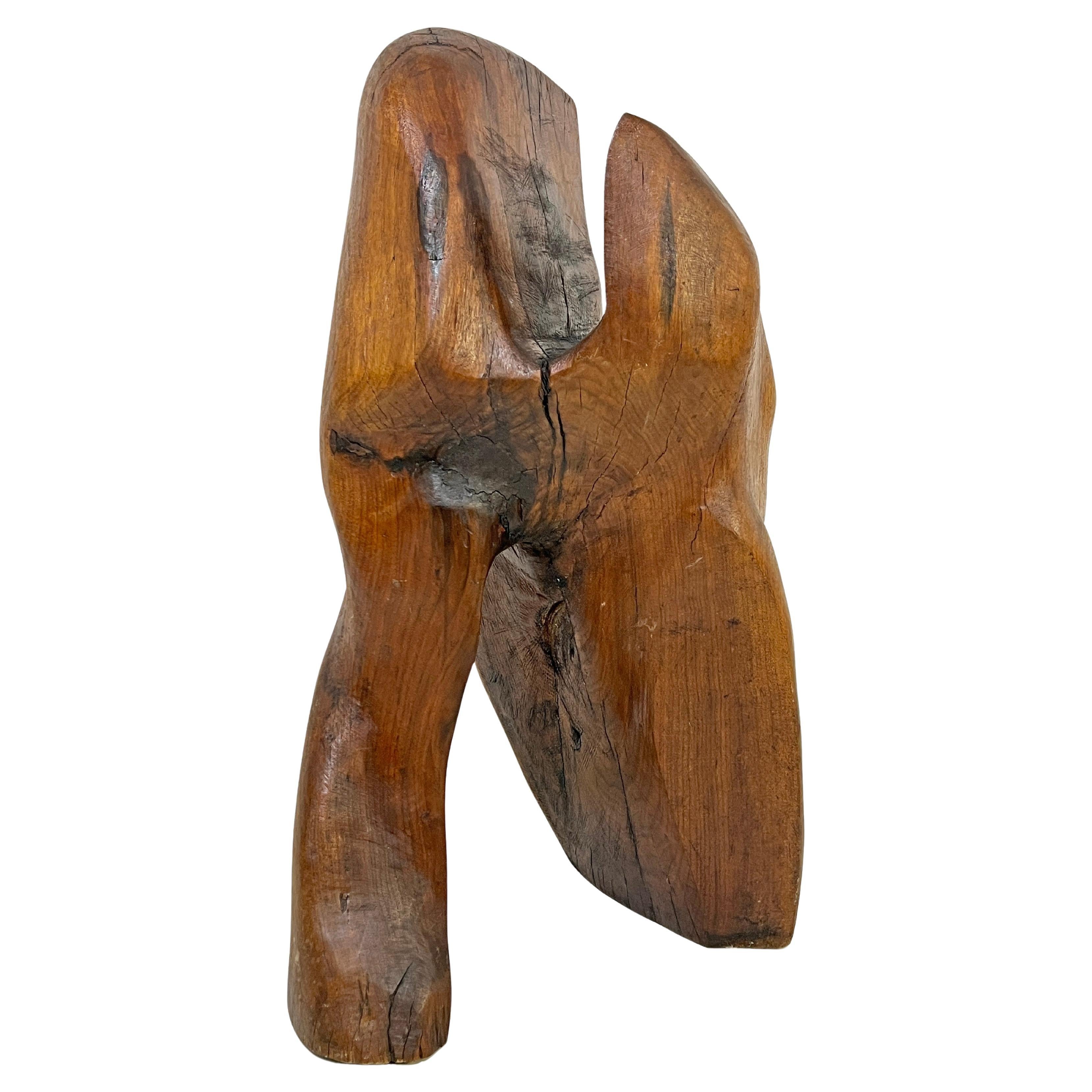 Mid-Century Floor Sized Abstract Wood Sculpture, Signed Harris, D. 1976