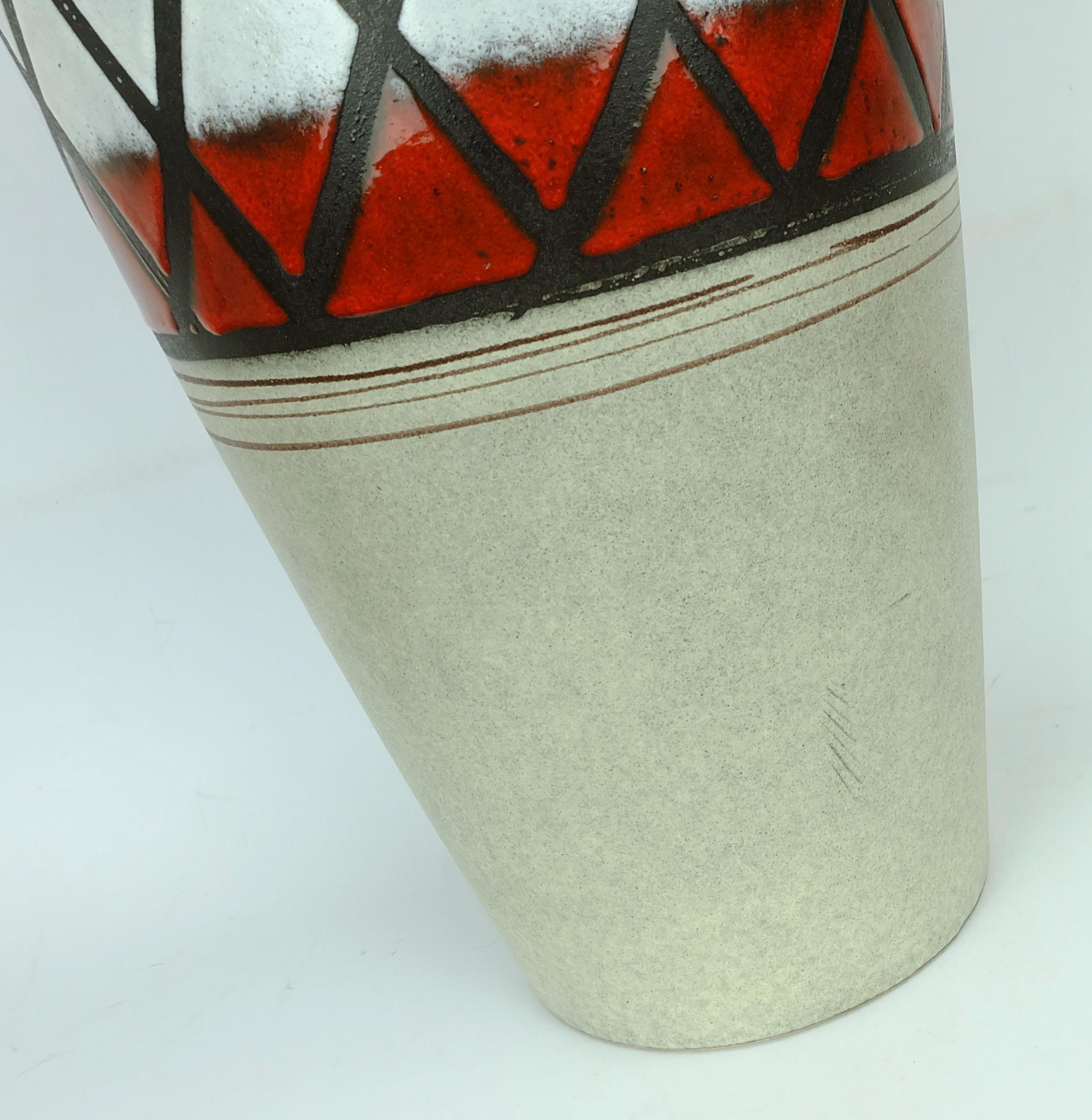 Ceramica Vaso da terra di metà secolo scheurich modello 517-50 decorazione geometrica Heinz Siery 1959 in vendita