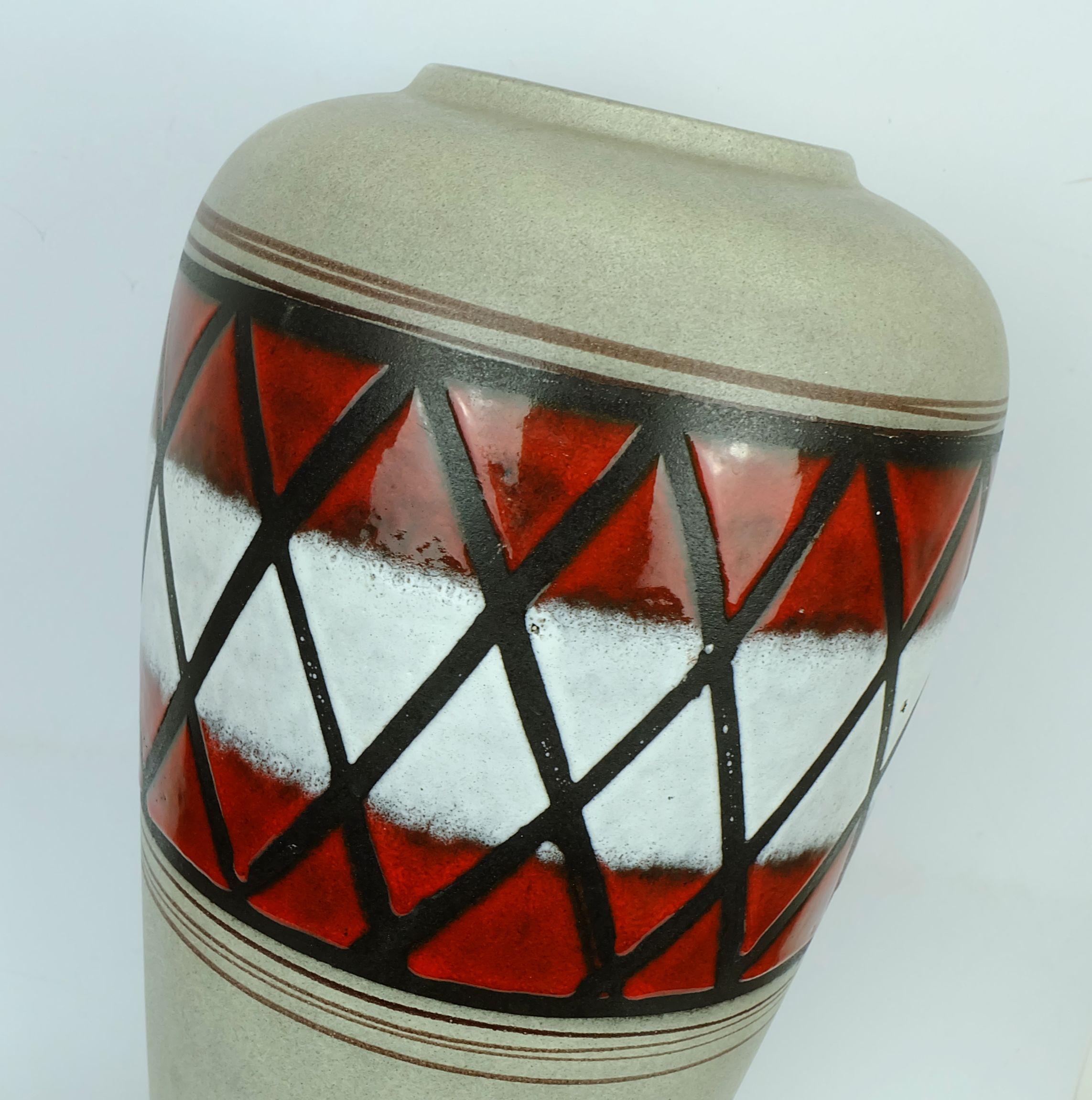 Vaso da terra di metà secolo scheurich modello 517-50 decorazione geometrica Heinz Siery 1959 in vendita 1