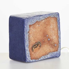 Midcentury Floral Art Glass and Ceramic Potted Table Lamp or Night Light, Murano