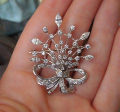 Mid Century Floral Diamond Bouquet Brooch Pendant