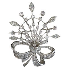 Vintage Mid Century Floral Diamond Bouquet Brooch Pendant
