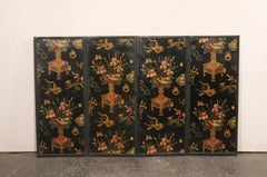 Mid-Century Floral Folding Screen, 4' Tall
