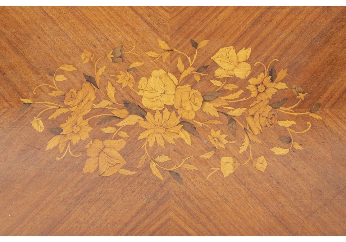 Neoclassical Mid Century Floral Marquetry Cocktail Table  For Sale