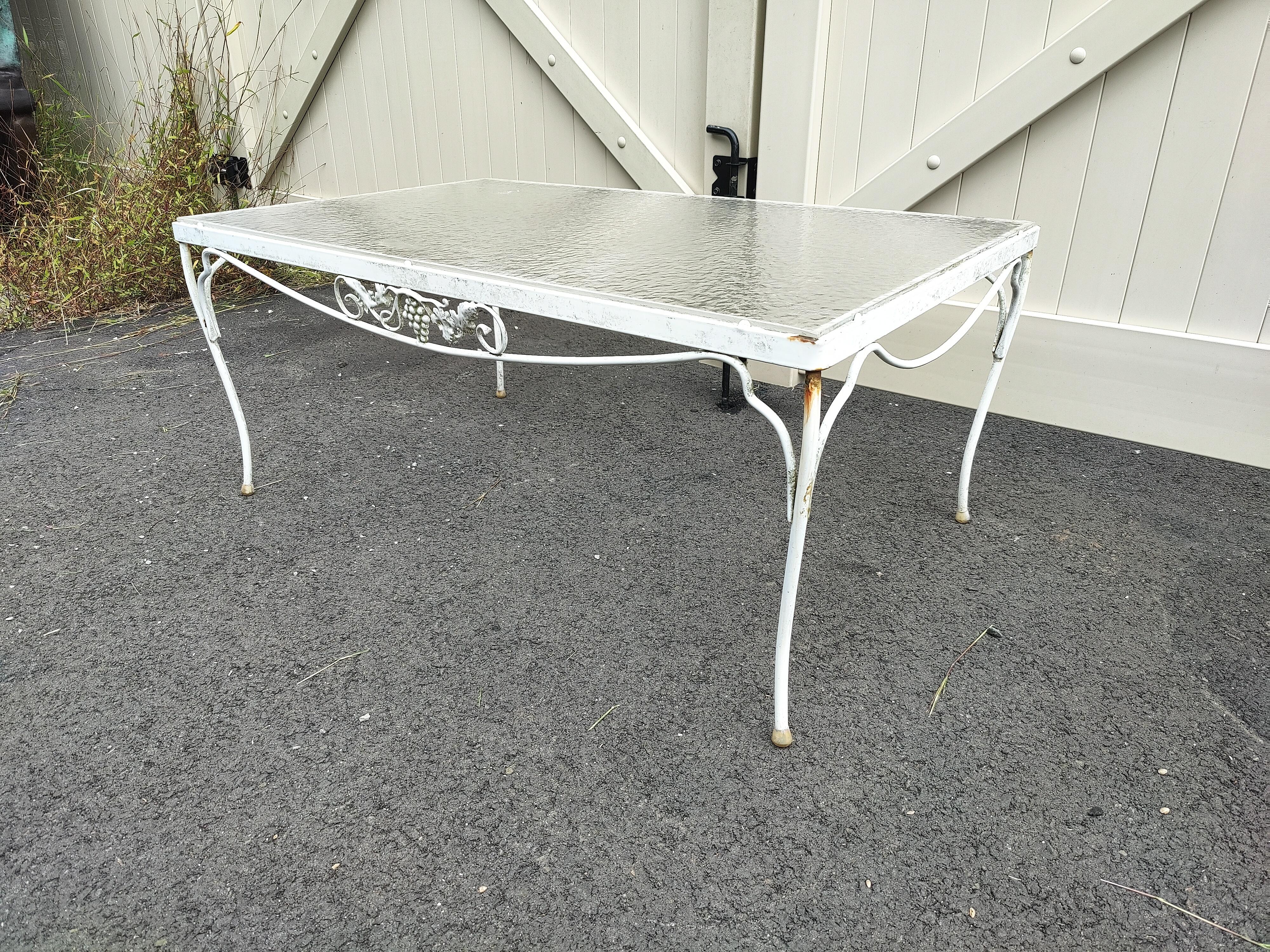 Industrial Mid-Century Floral Patio Garden Table For Sale