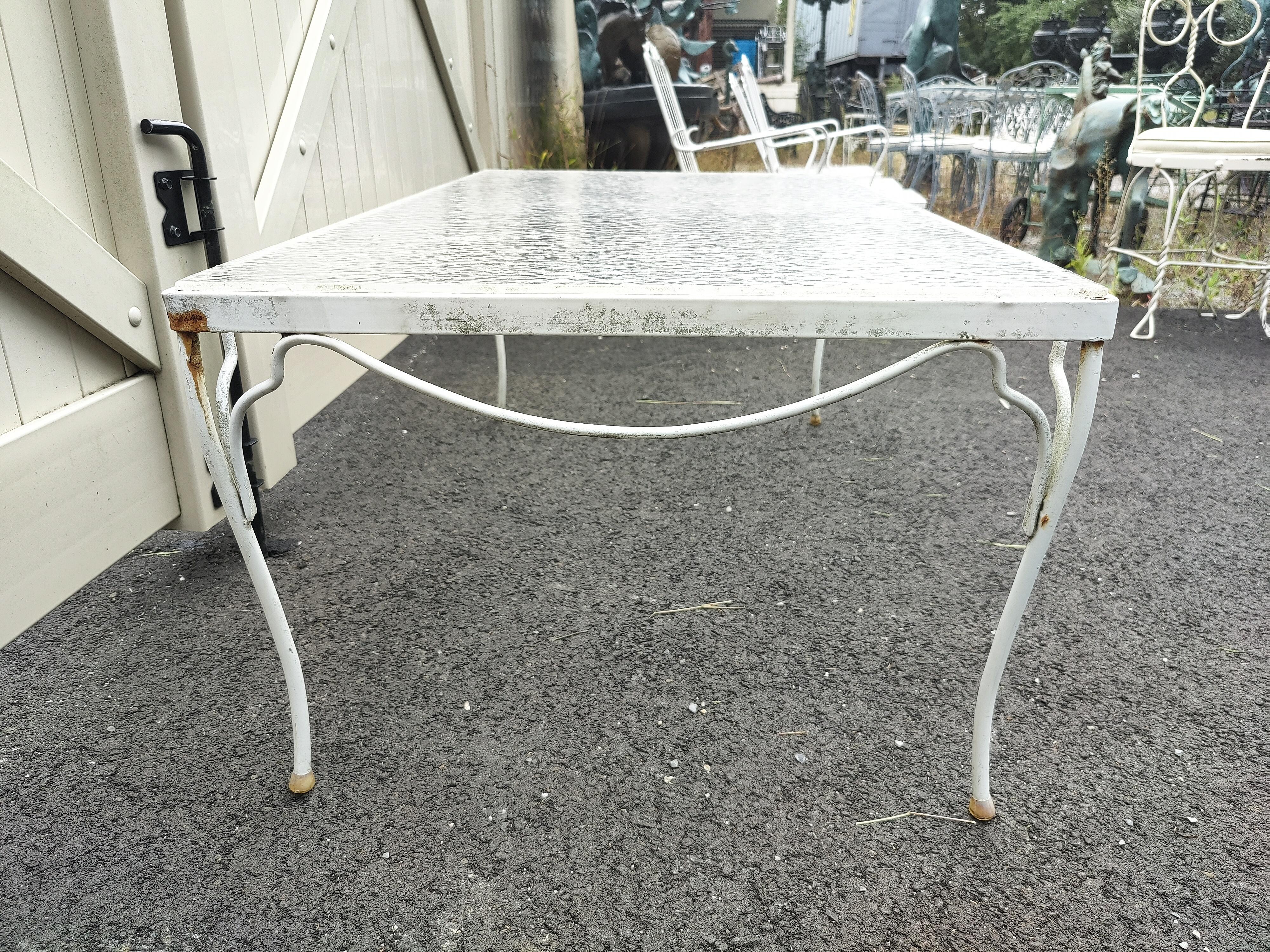 20th Century Mid-Century Floral Patio Garden Table For Sale
