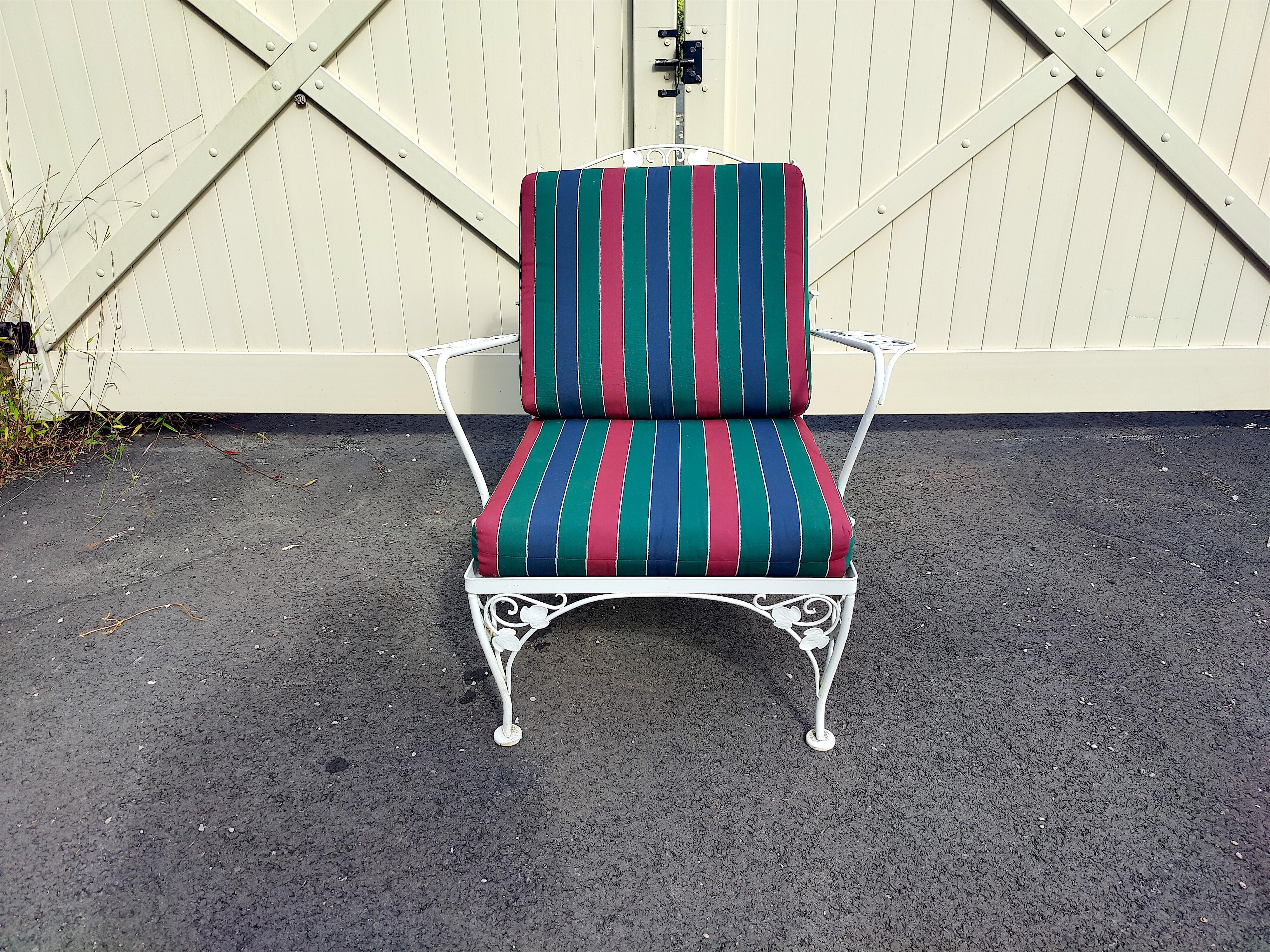Industrial Mid-Century Floral Patio Lounge Chair