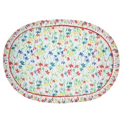 Mid Century Floral Pleated Dinner Placemats and Napkins - Set of 4