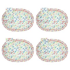 Salvamanteles y Servilletas Plisados Florales Mid Century - Set de 4