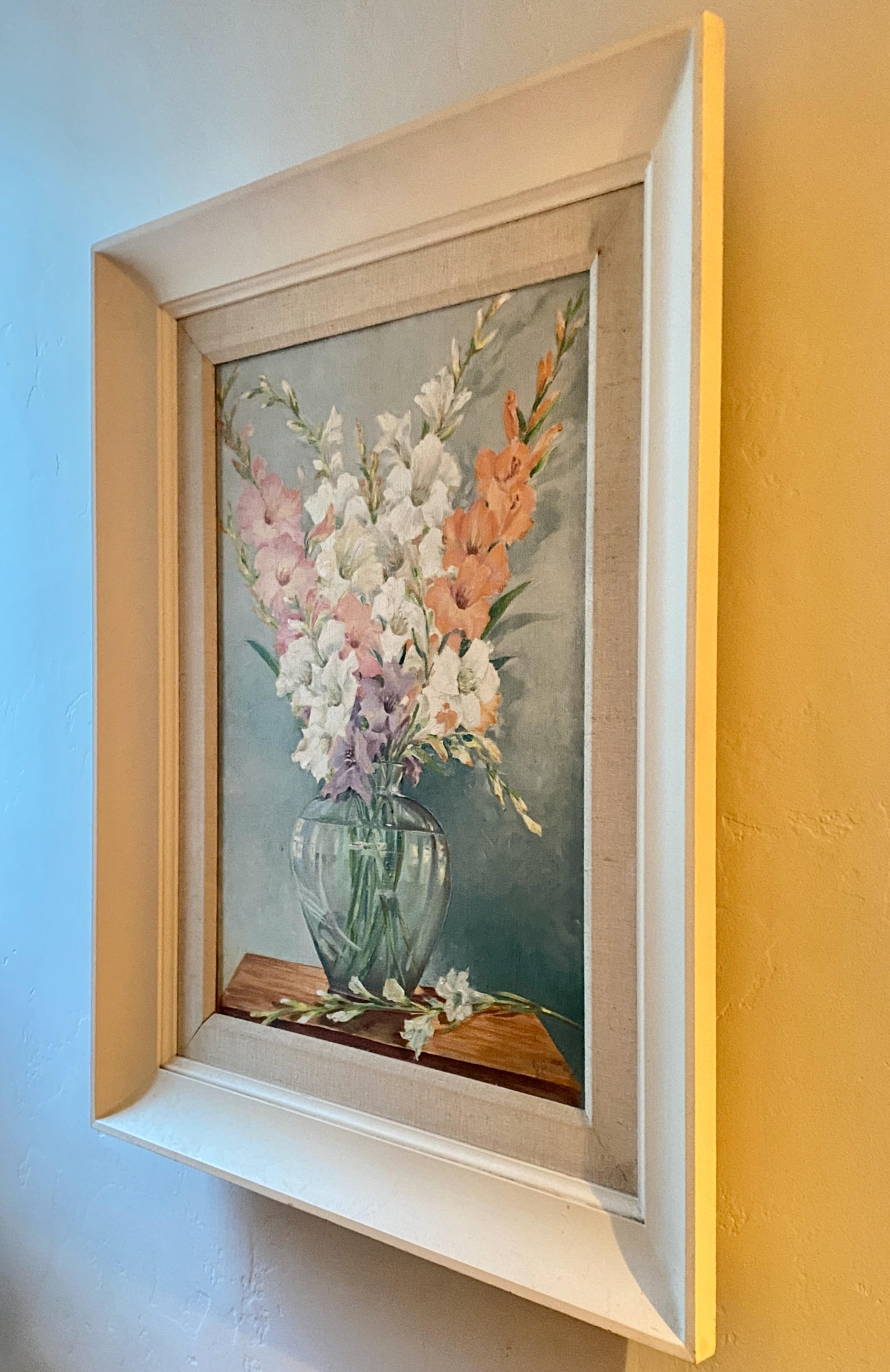 American Mid Century Floral Still Life of Gladiolus Signed J. A. McVey For Sale