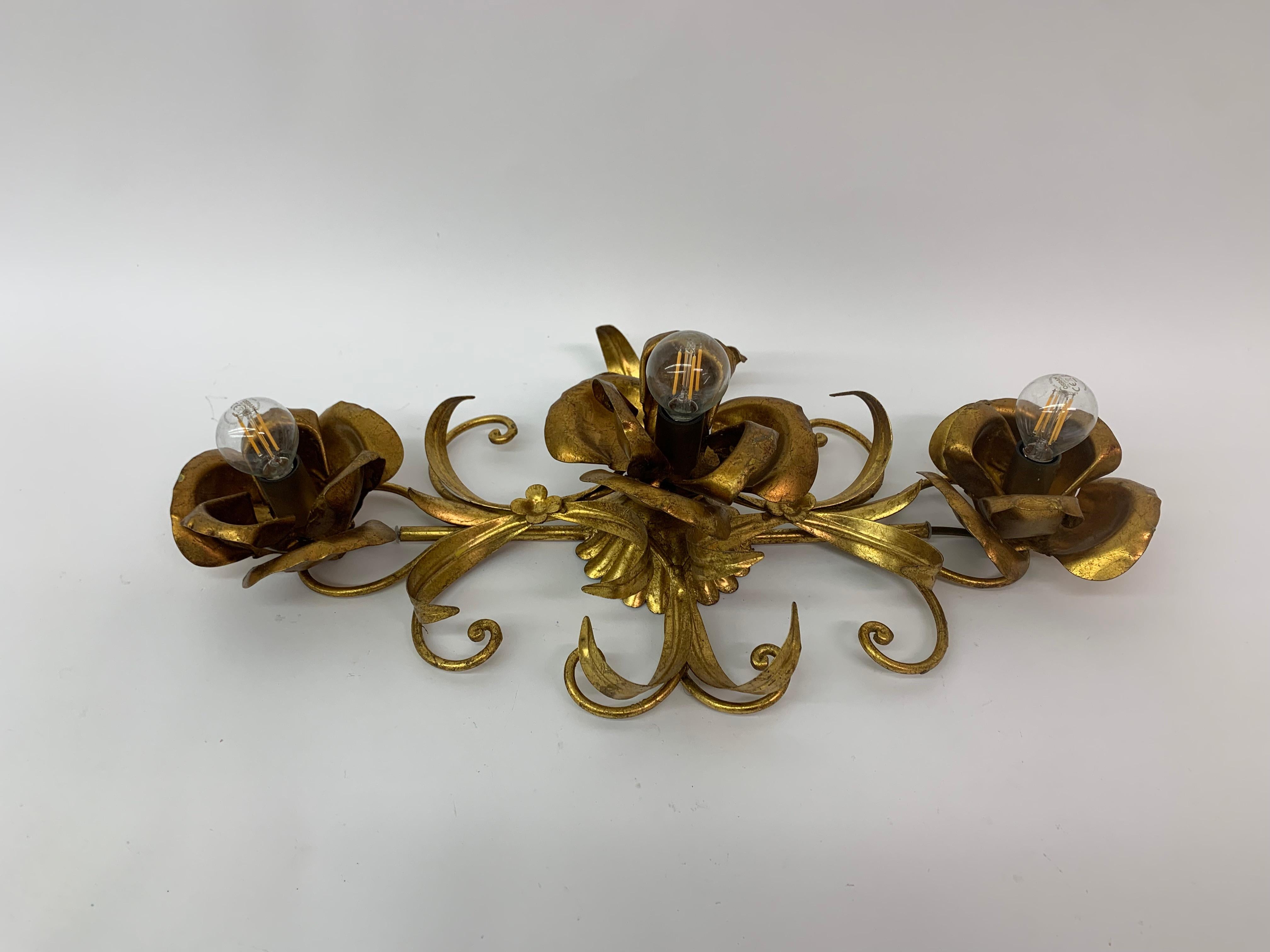 Midcentury Floral Wall Lamp, 1970s For Sale 3