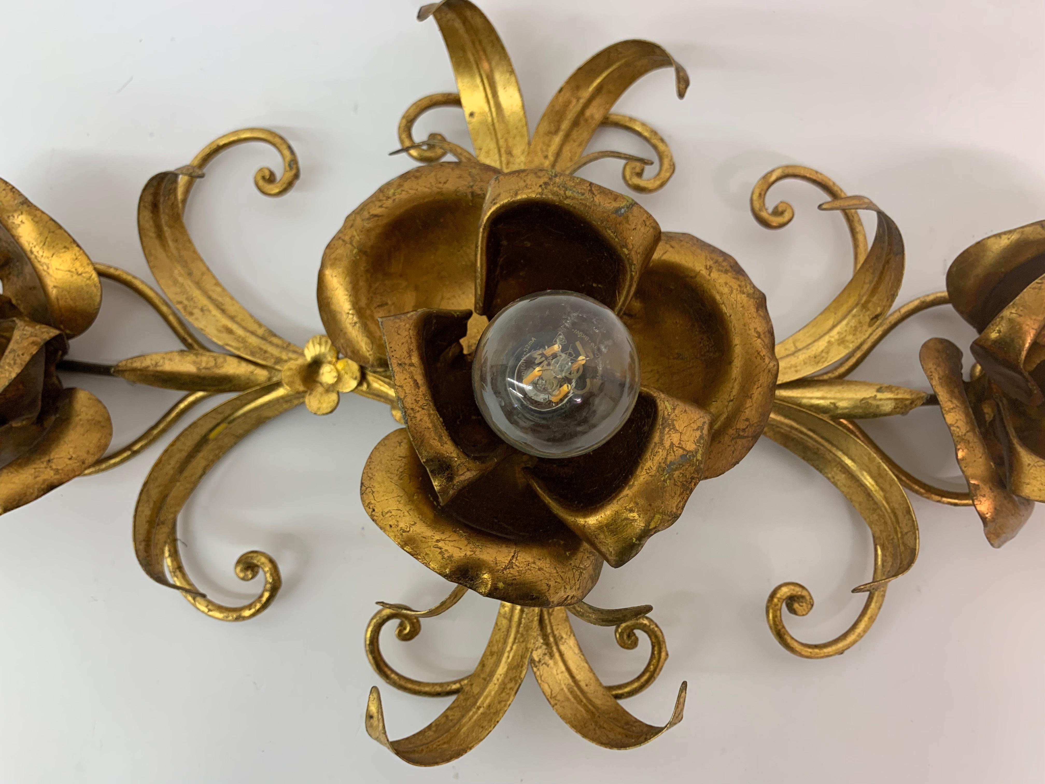 Midcentury Floral Wall Lamp, 1970s For Sale 4