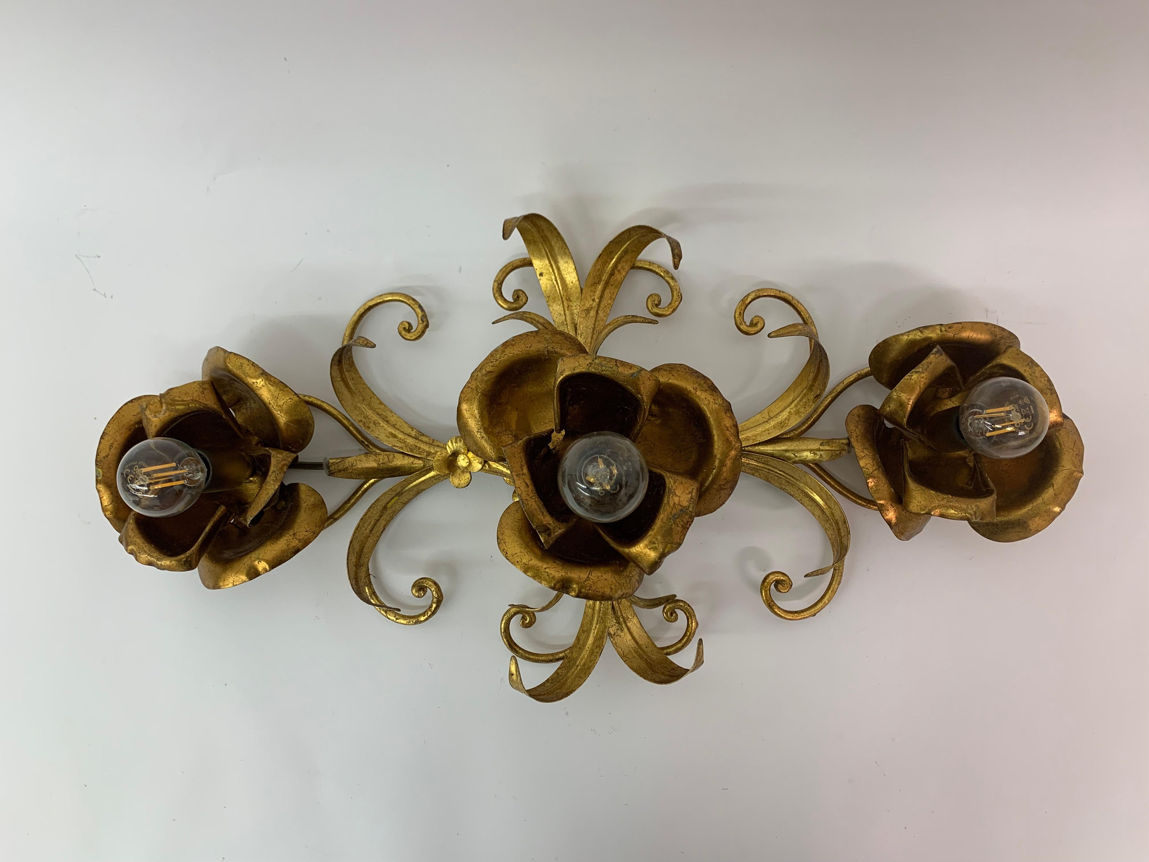 Midcentury Floral Wall Lamp, 1970s For Sale 8