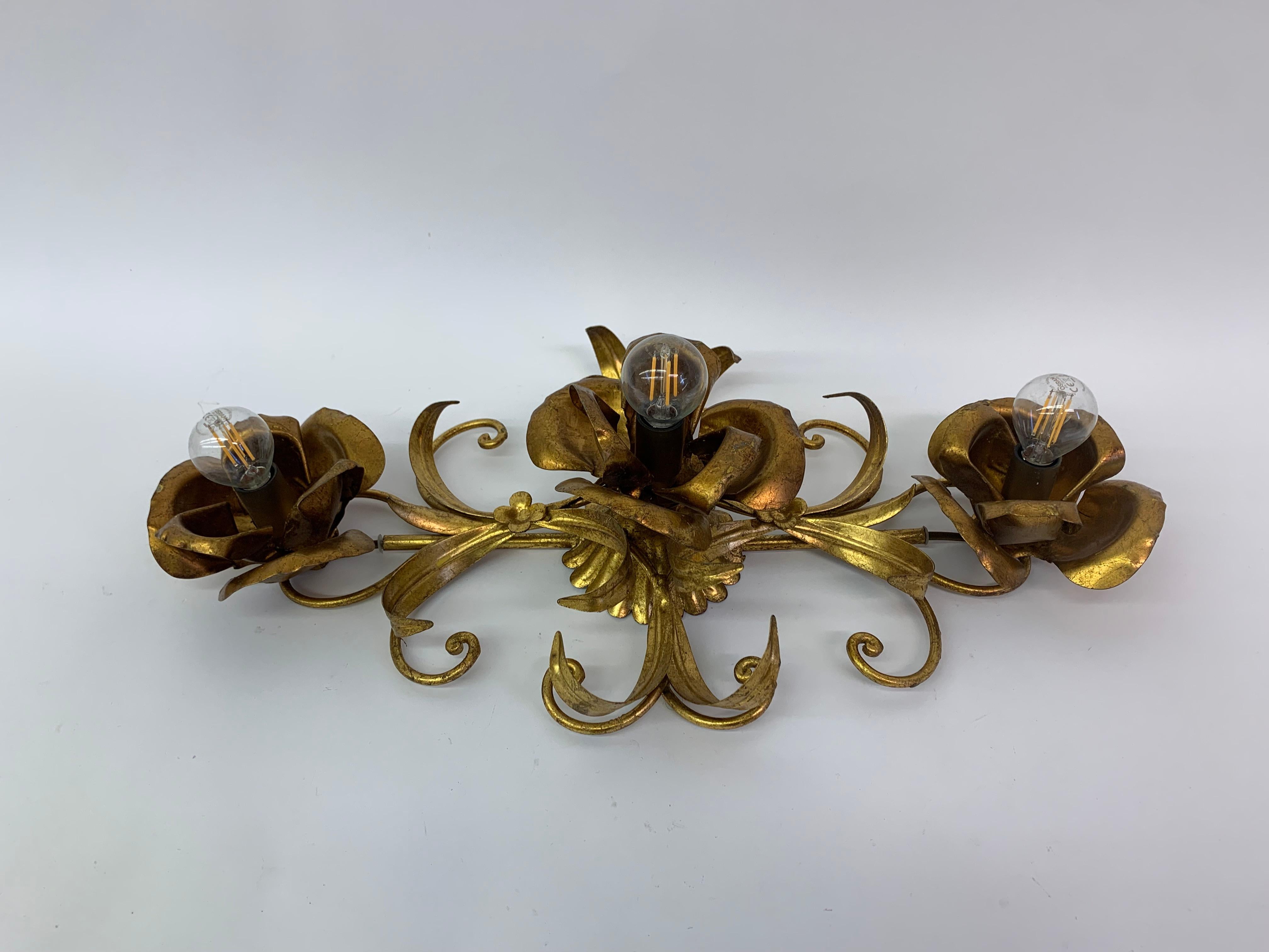 Midcentury Floral Wall Lamp, 1970s For Sale 9