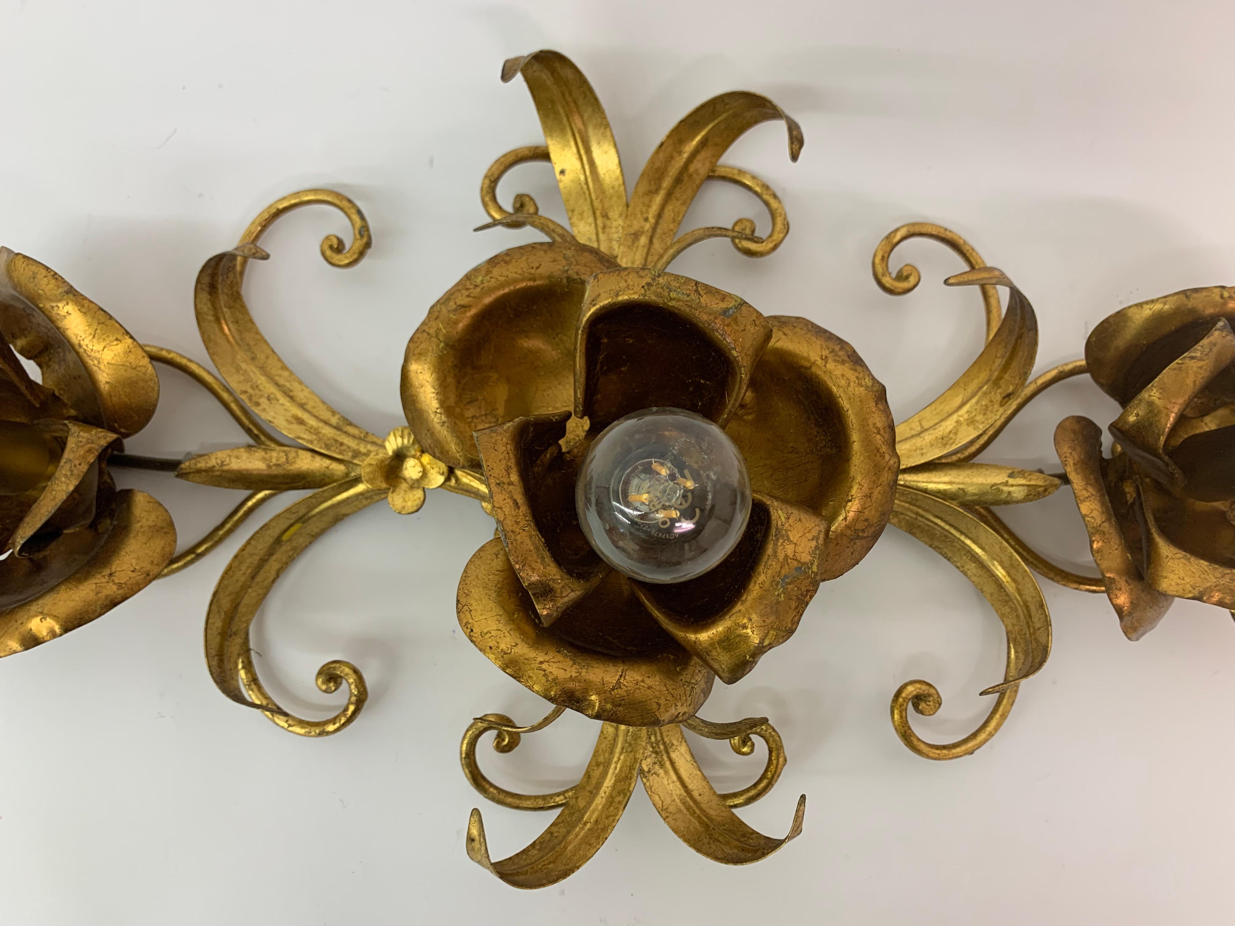Midcentury Floral Wall Lamp, 1970s For Sale 12