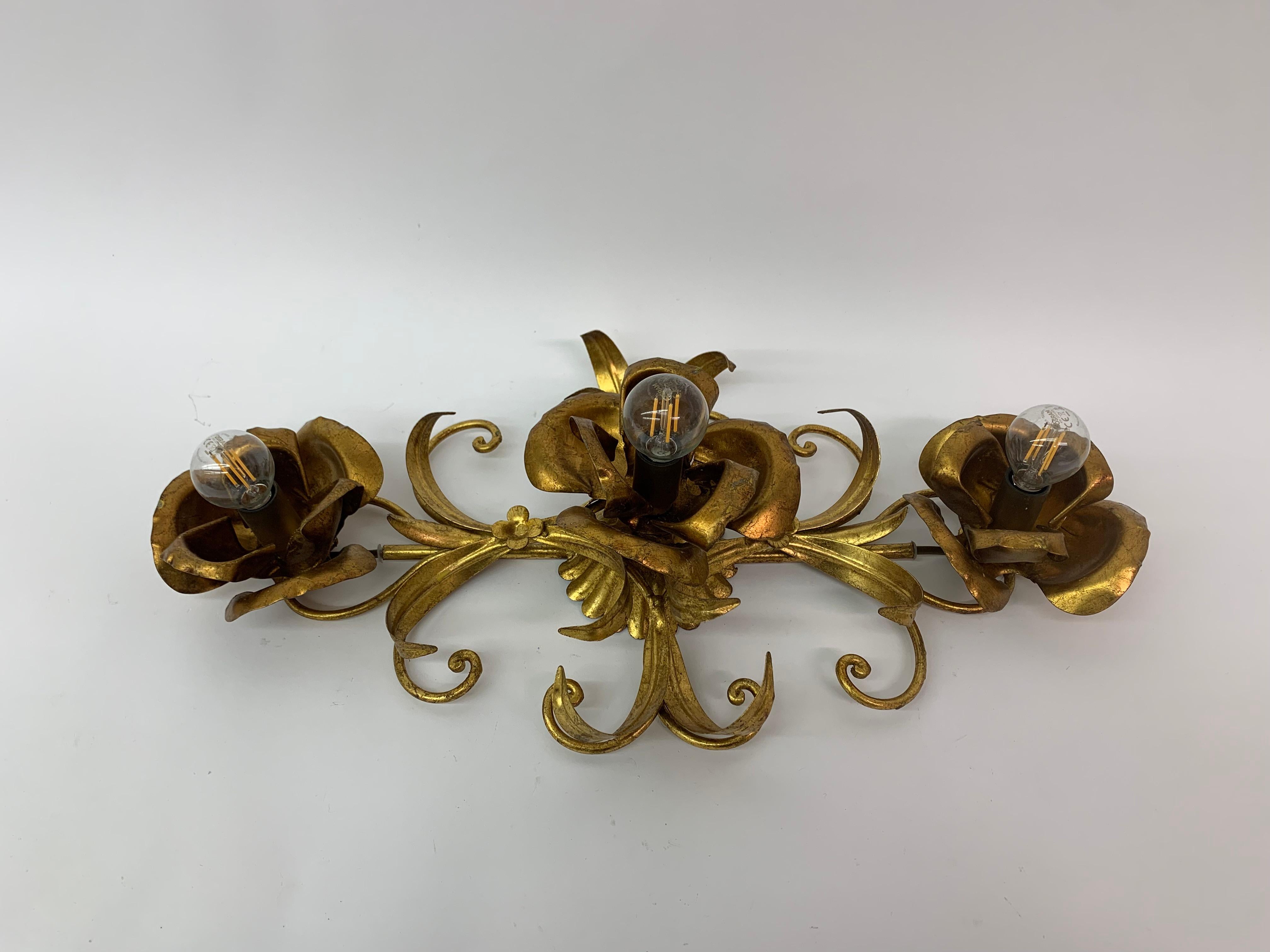 Late 20th Century Midcentury Floral Wall Lamp, 1970s For Sale