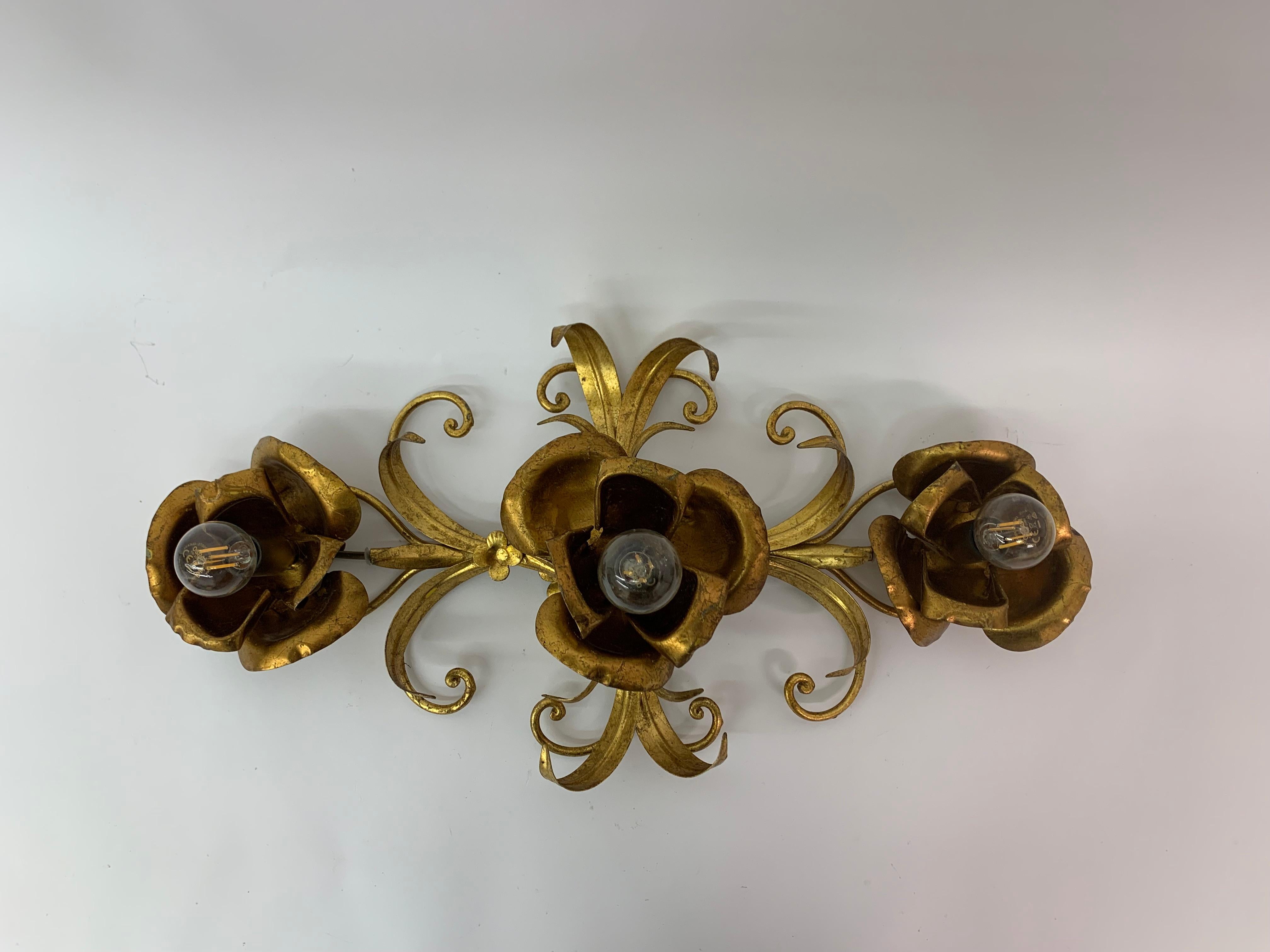 Midcentury Floral Wall Lamp, 1970s For Sale 1
